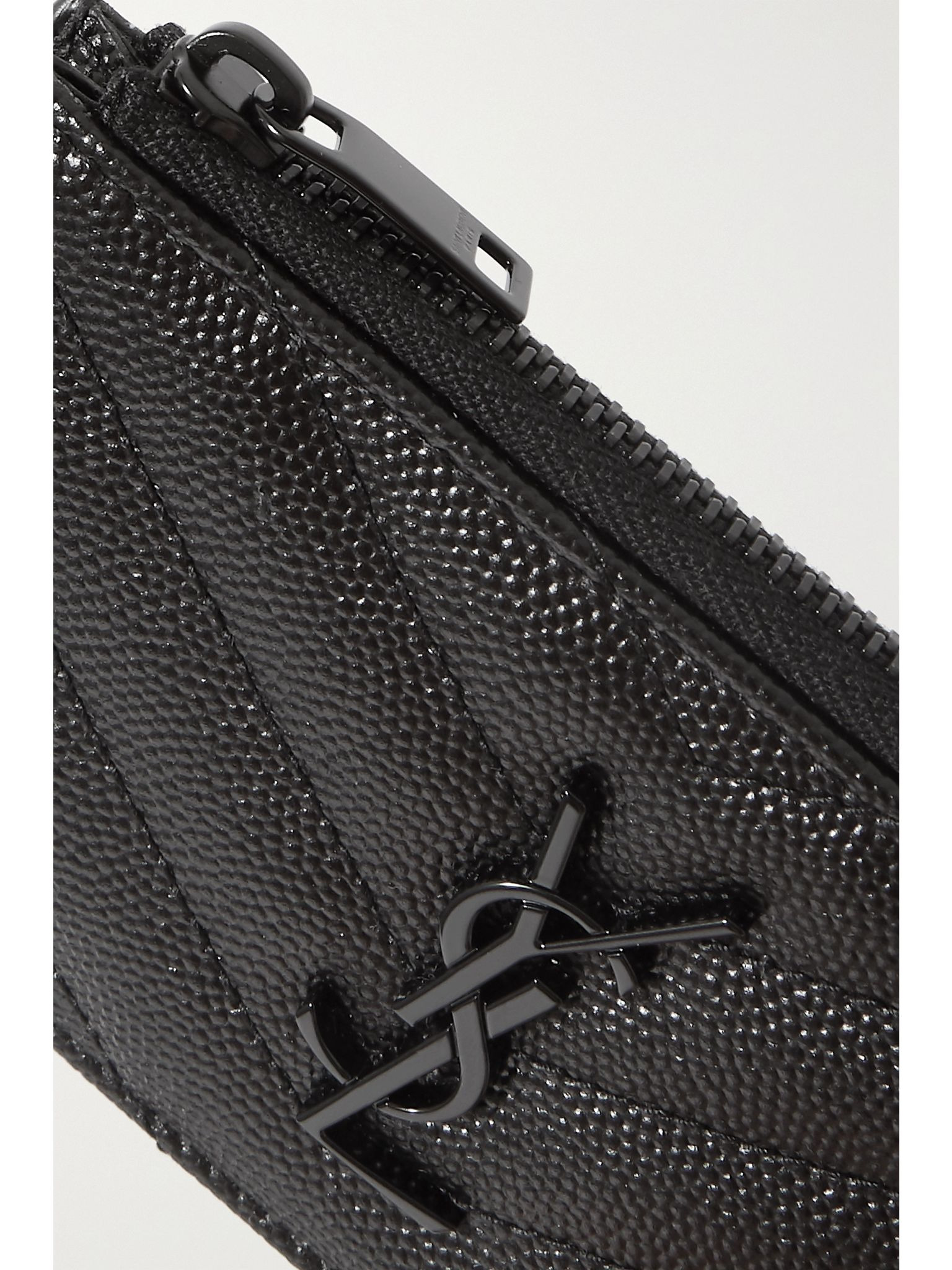 Monogramme quilted textured-leather cardholder Black - 4