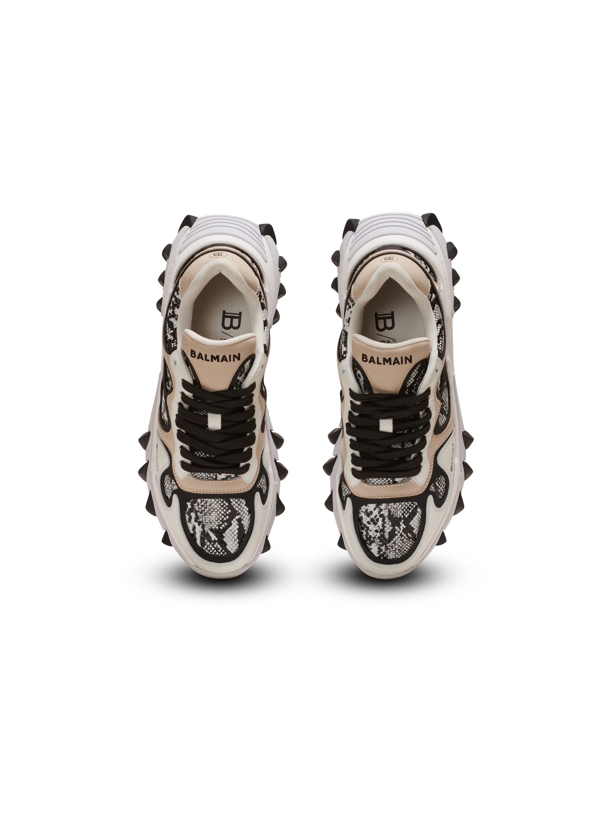B-East snakeskin-effect leather, suede and mesh sneakers - 3