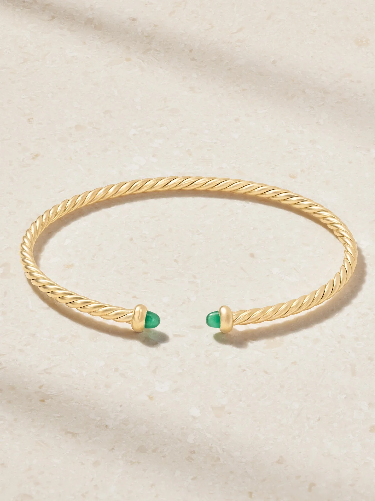 Micro Cablespira Flex 18-karat Gold Emerald Bangle - 1