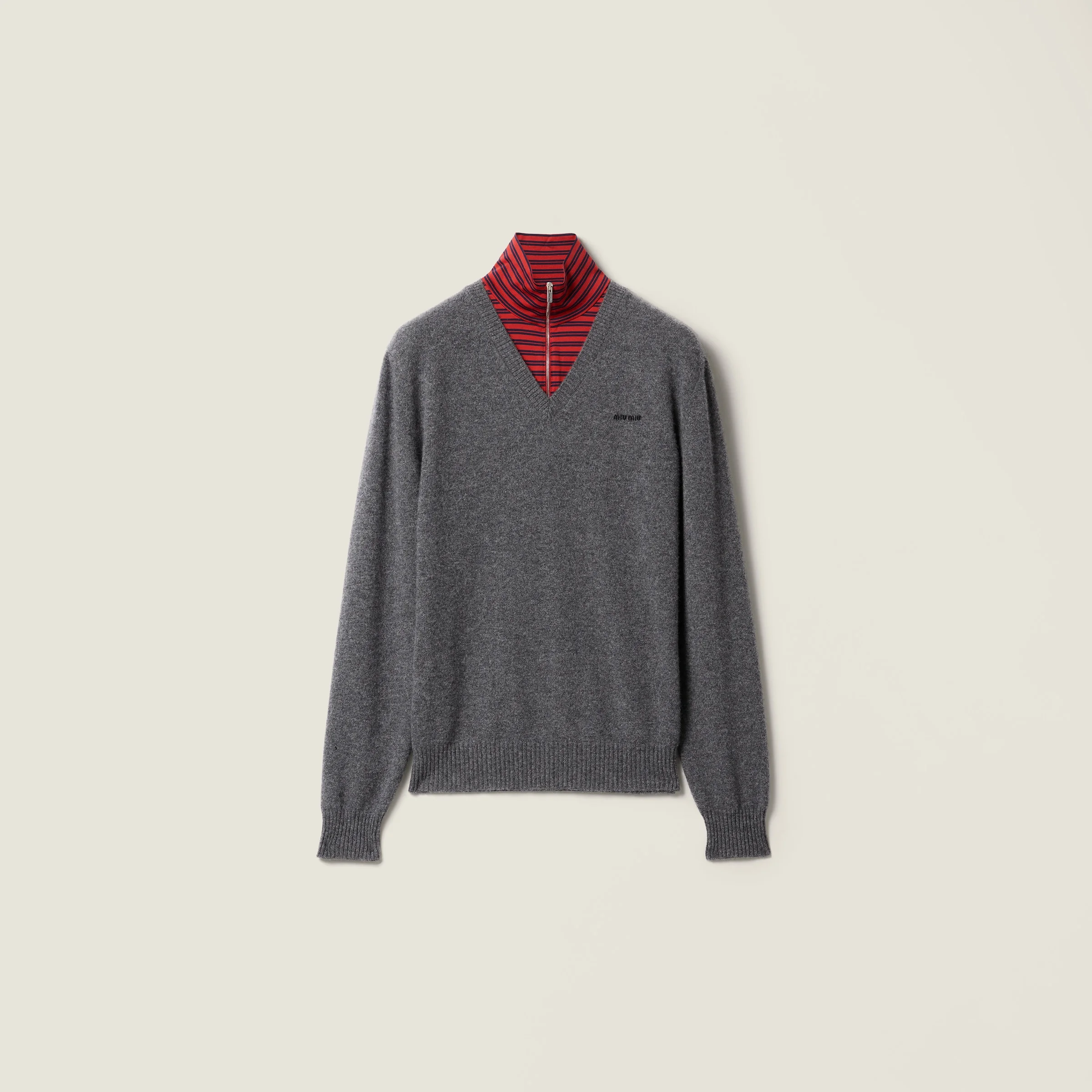 Cashmere and jersey sweater - 1