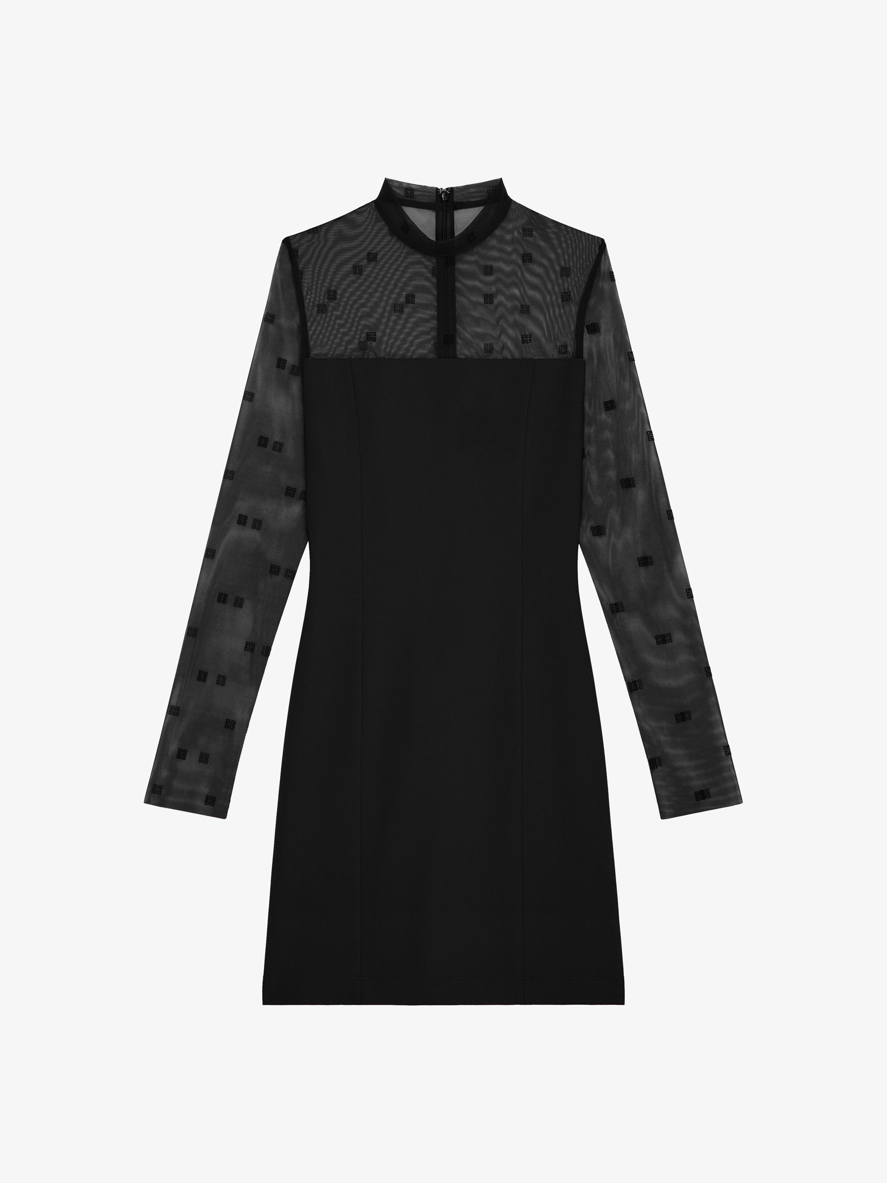 MOCK NECK DRESS IN BI-MATERIAL 4G PATTERN - 1