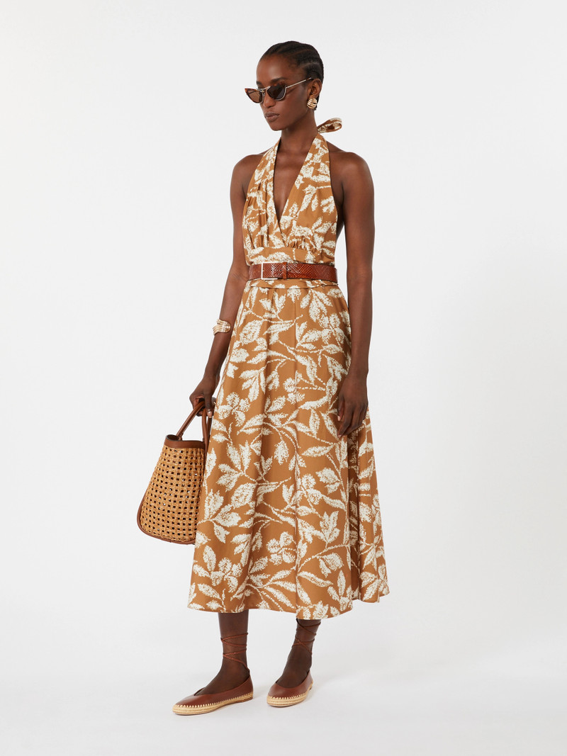 Max Mara Long dress in printed poplin - CARAMEL outlook