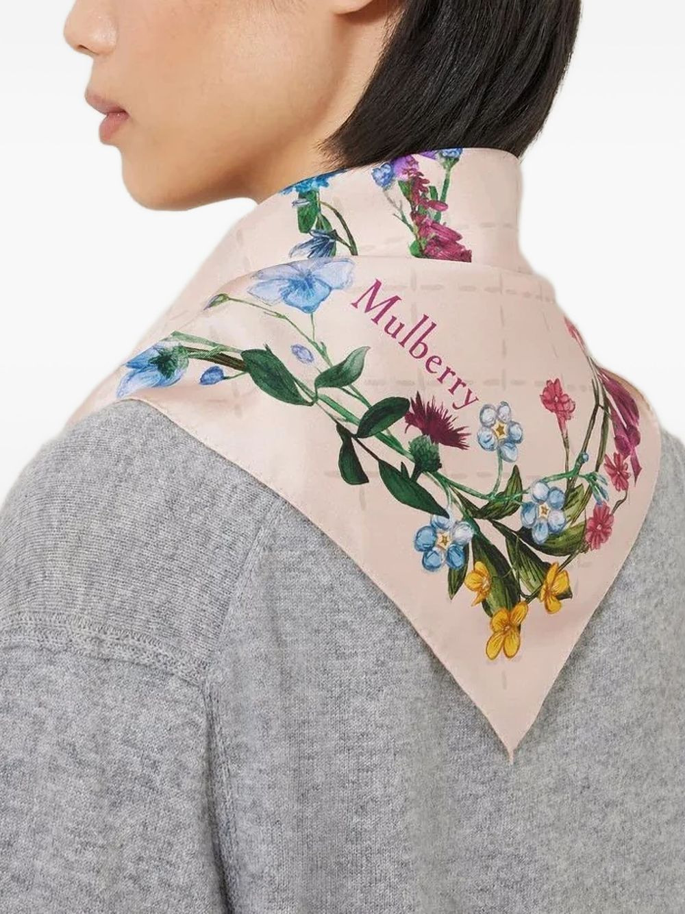 floral-print silk scarf - 2
