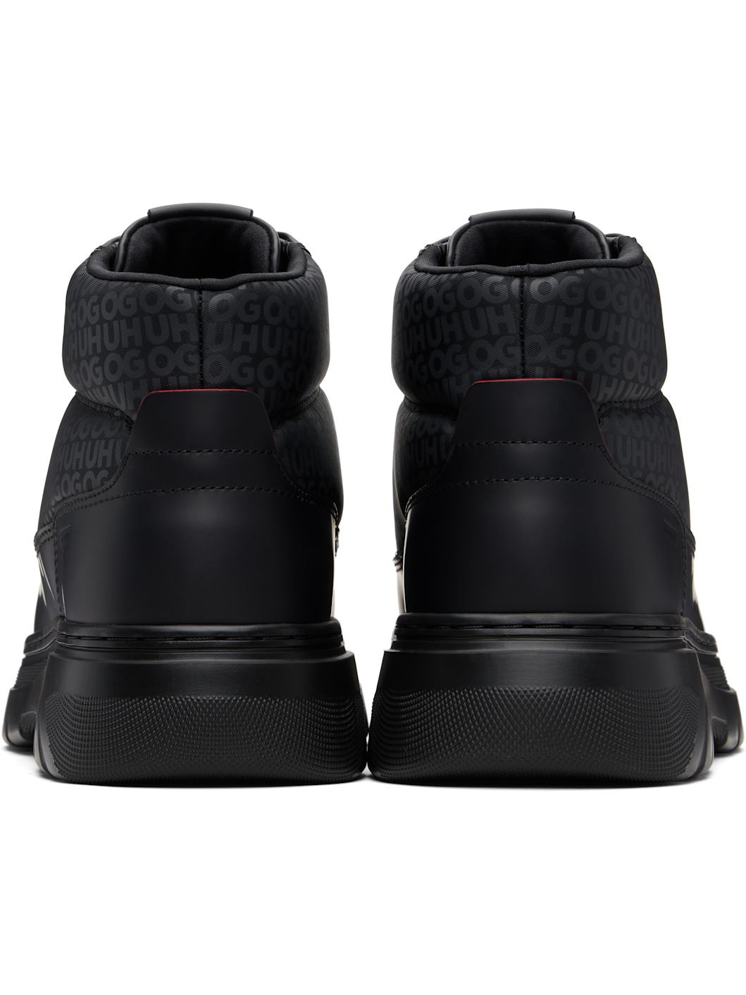 Black Printed-Logo Faux-Leather Boots - 2