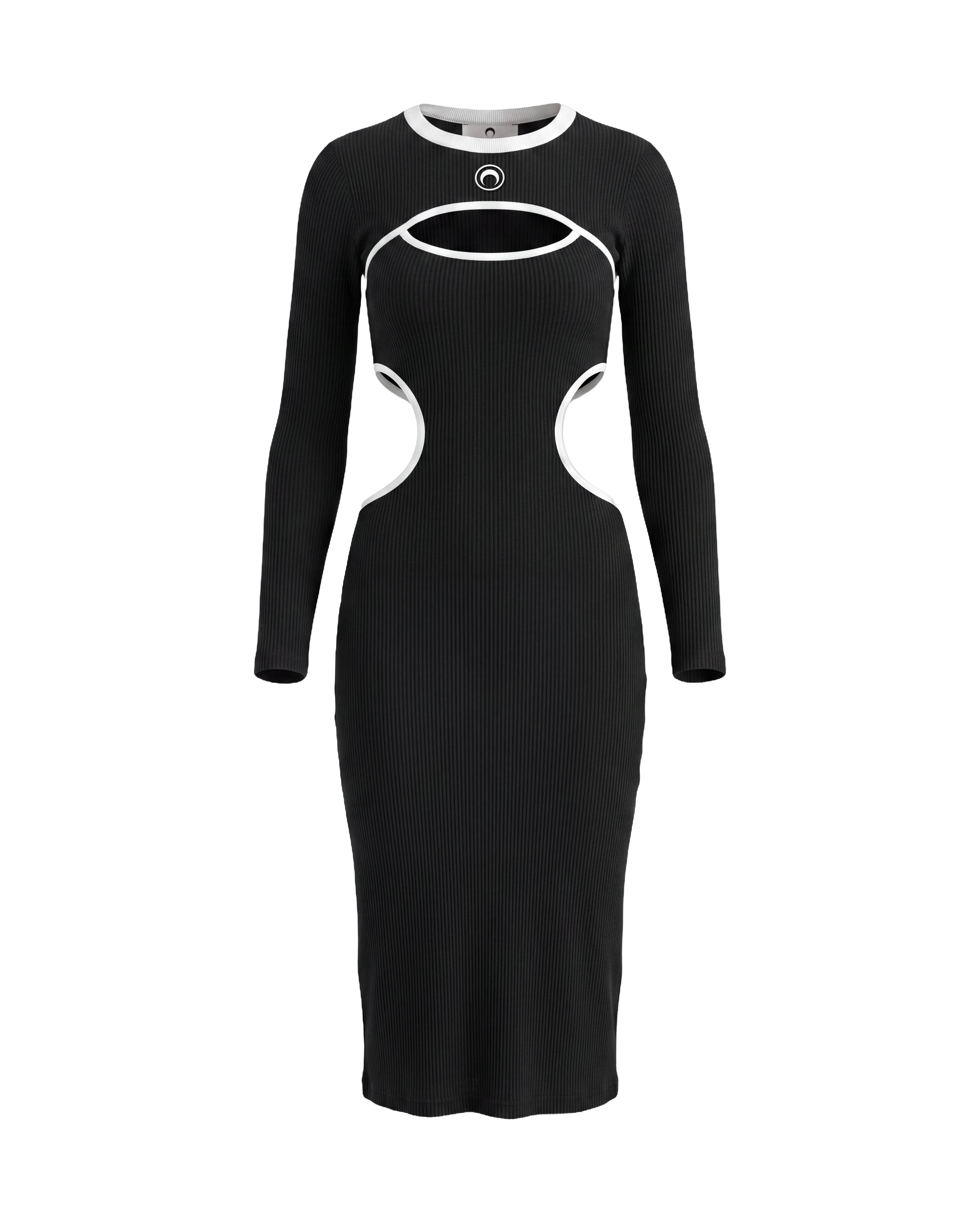 MOON LOGO BICOLOR RIBBED JERSEY CUTOUT LONG DRESS - 1