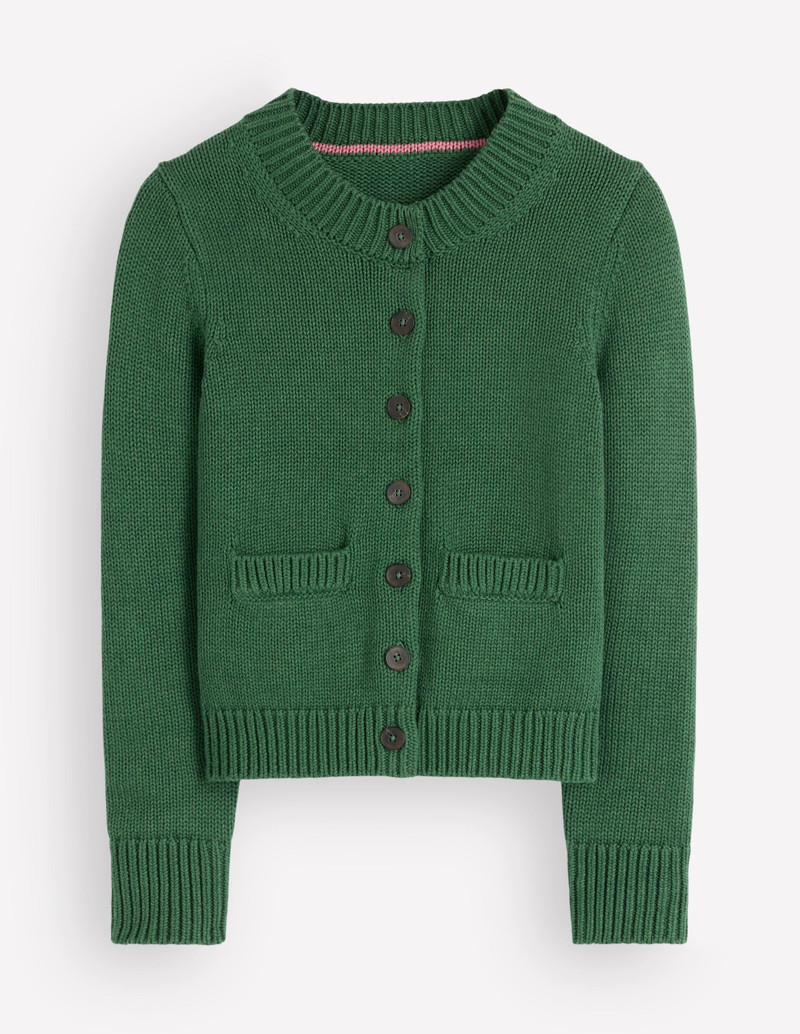 Lucy Chunky Cotton Cardigan-highland green - 1