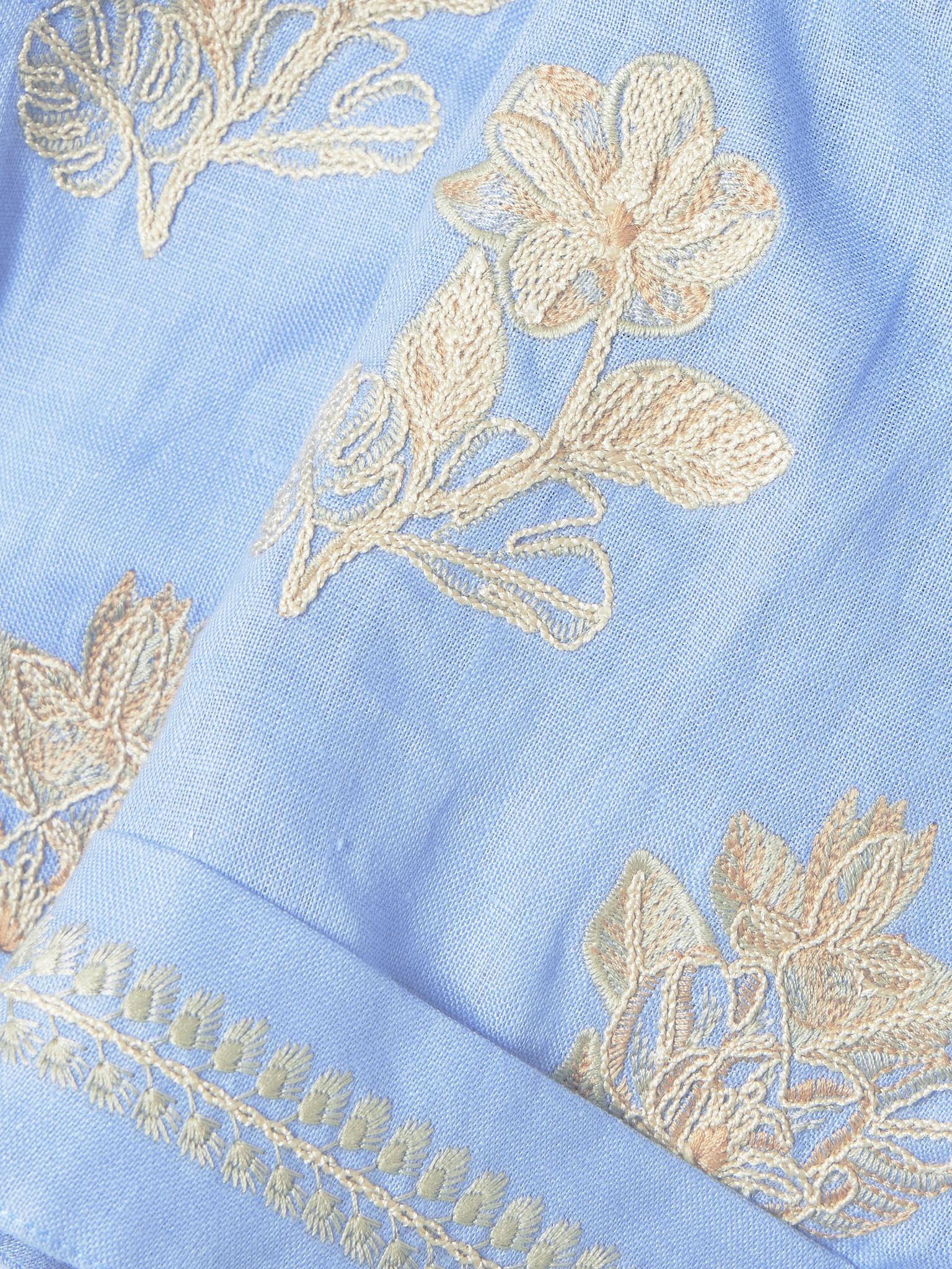 Romy Madera embroidered linen shorts Blue - 4
