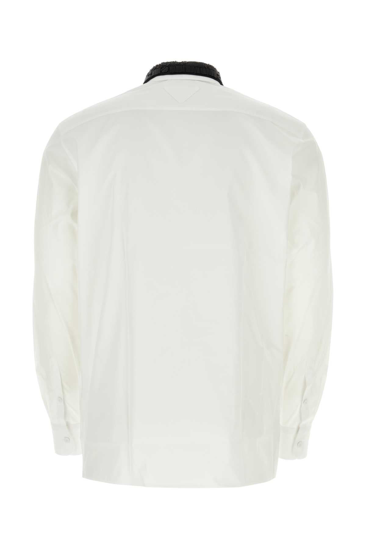 Prada Men White Poplin Shirt - 2