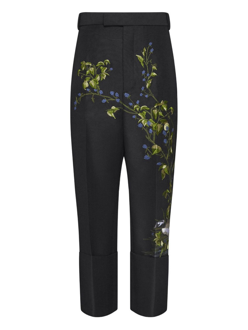 floral-embroidery trousers 1