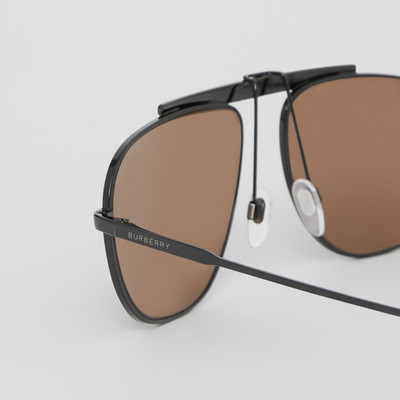 Burberry Icon Stripe Detail Pilot Sunglasses outlook