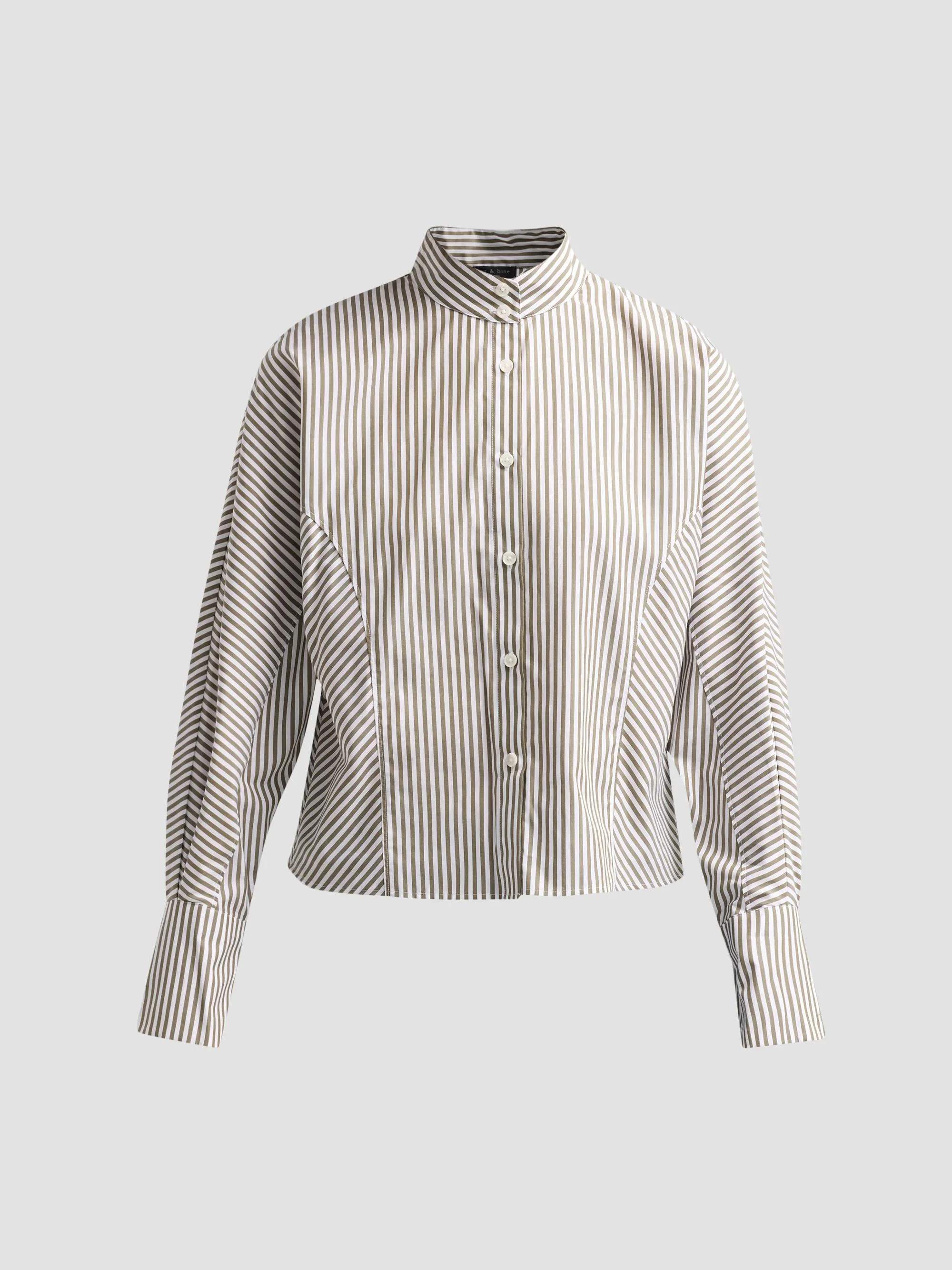 Women's Dustin Stripe Poplin Shirt - Light Brown Stripe - 1