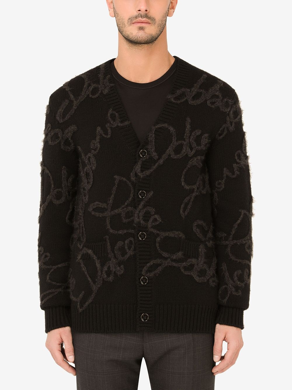 logo-embroidered cardigan - 3