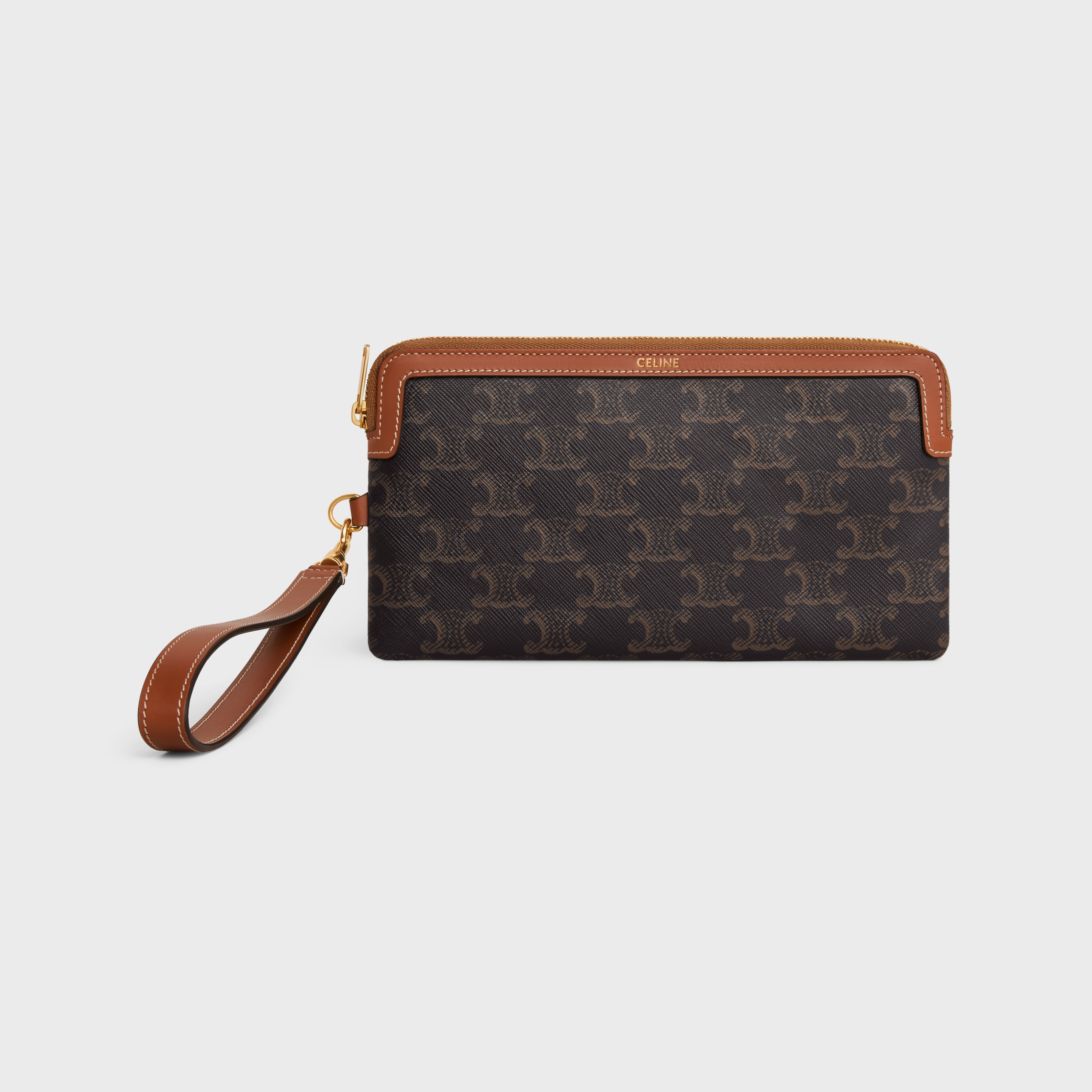 COMPACT ZIPPED WALLET CUIR TRIOMPHE in Textile and calfskin