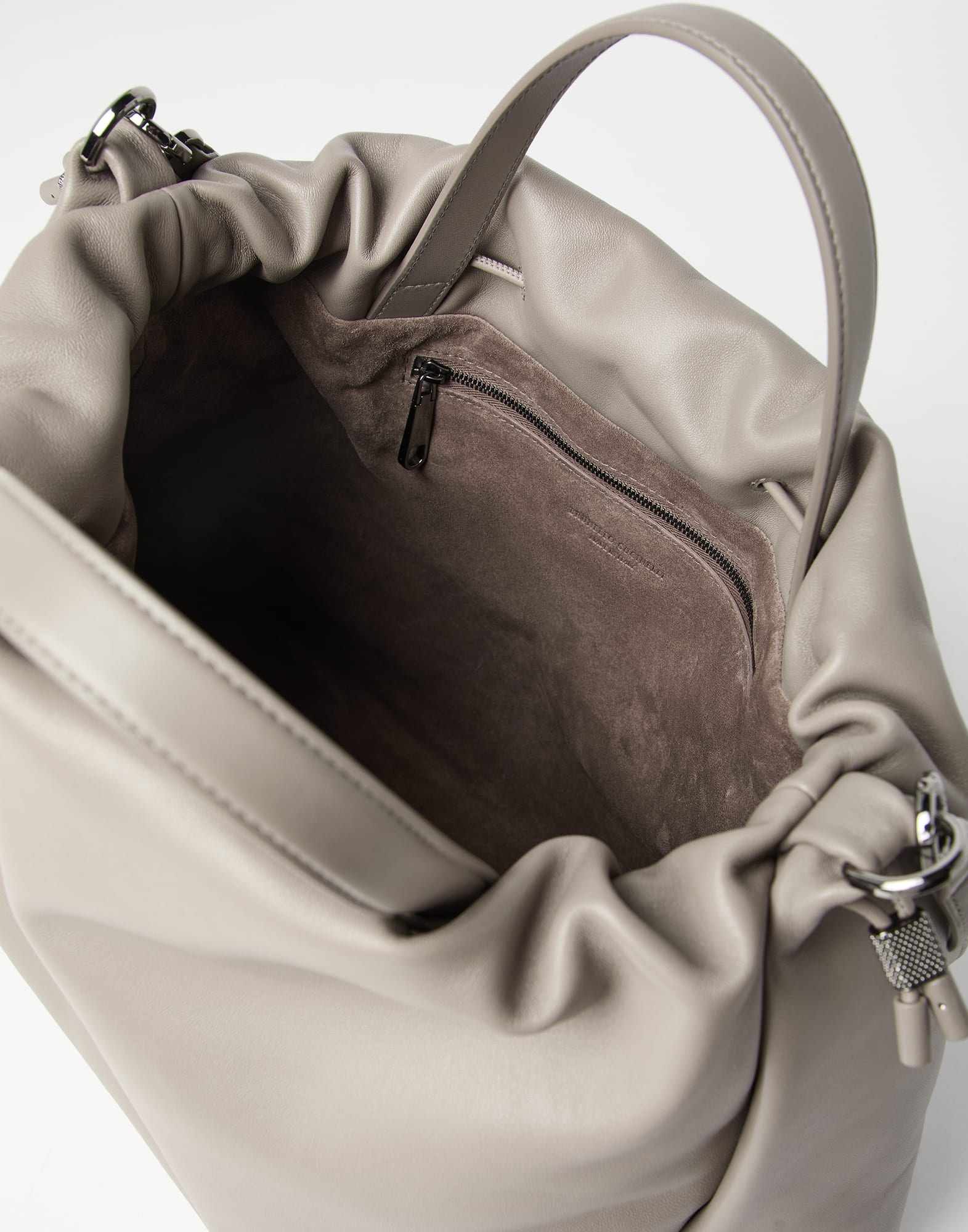 Soft leather large bucket bag with monili - 5