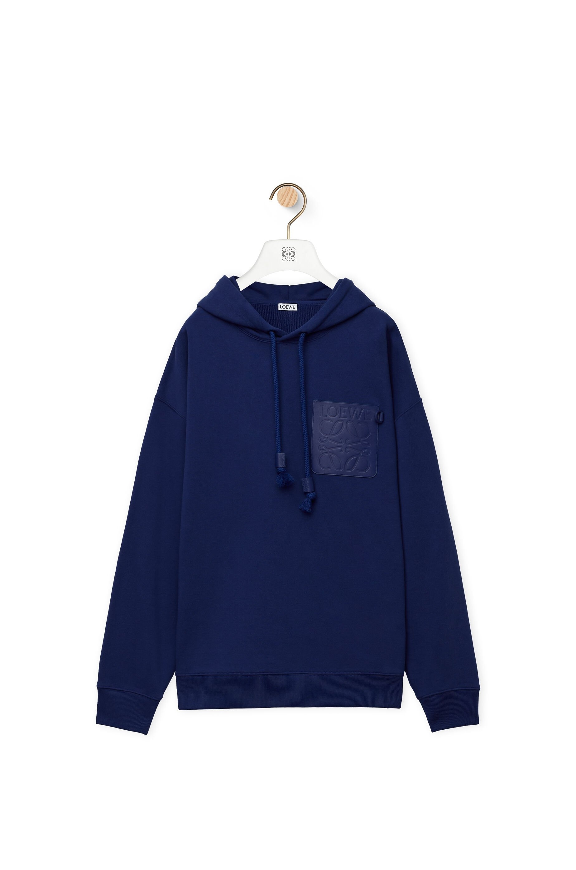 LOEWE セール★ RELAXED FIT HOODIE★RIVIERA BLUE Loewe Men's Anagram Patch Pocket Hoodie in Riviera Blue Loewe