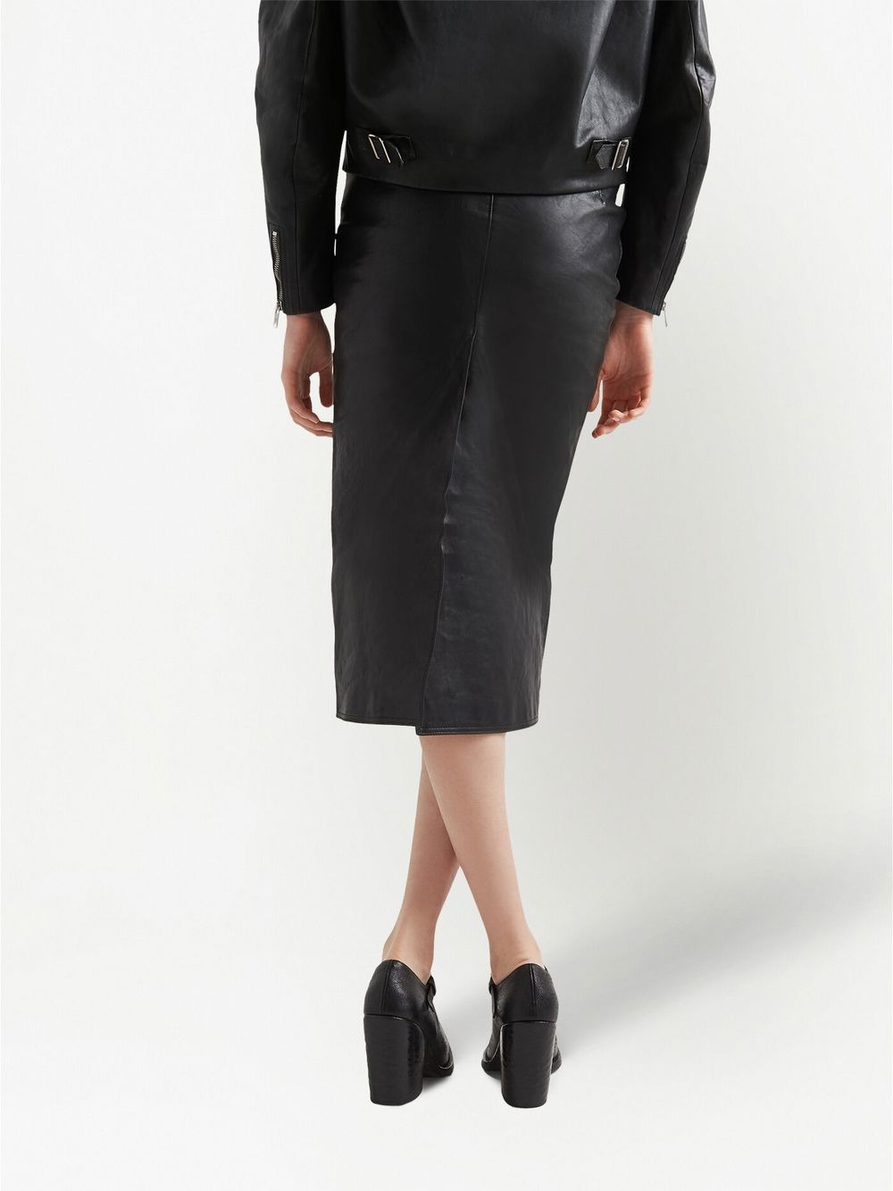 midi leather pencil skirt - 4