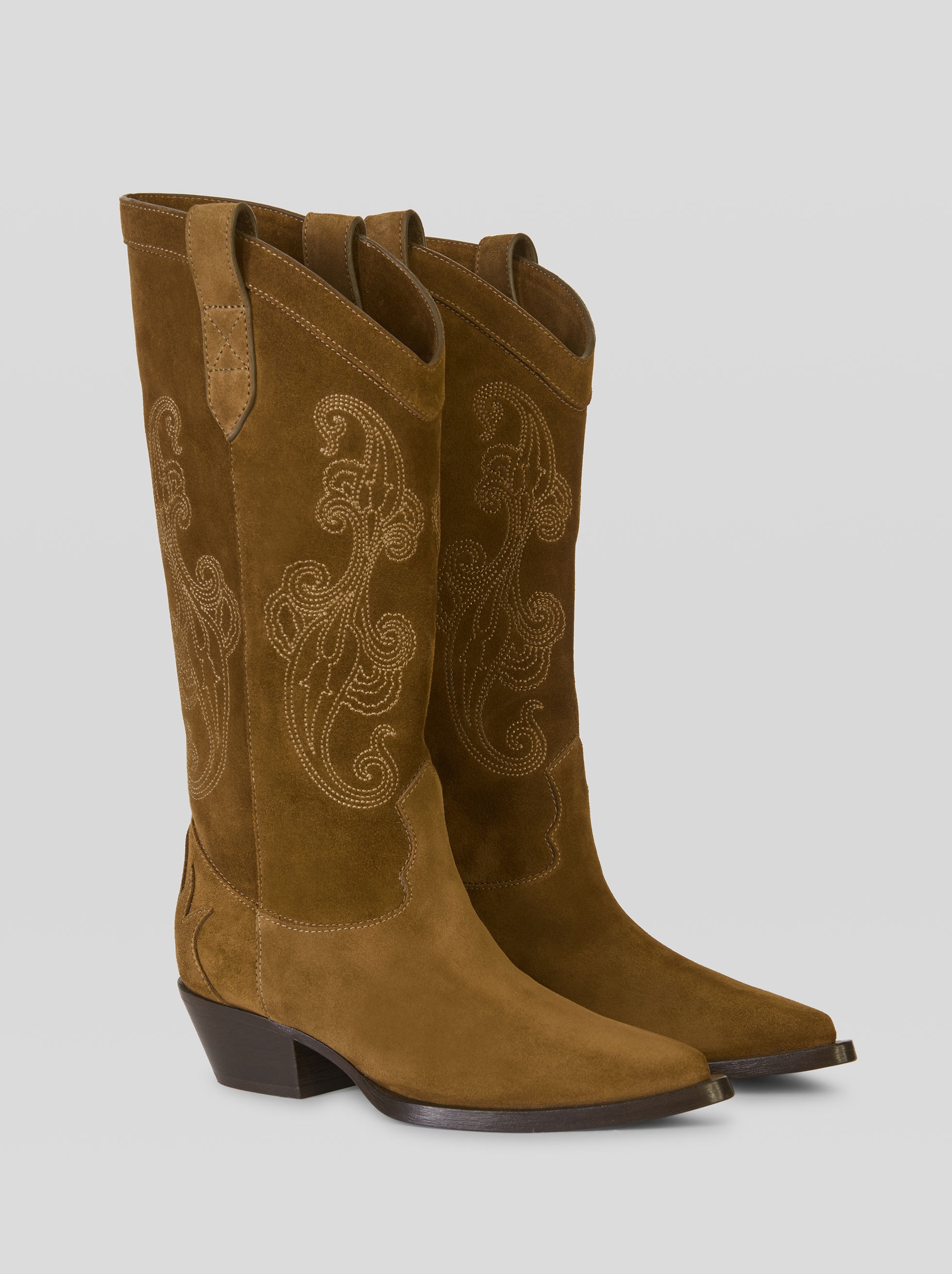 SUEDE BOOTS WITH PAISLEY EMBROIDERY - 3