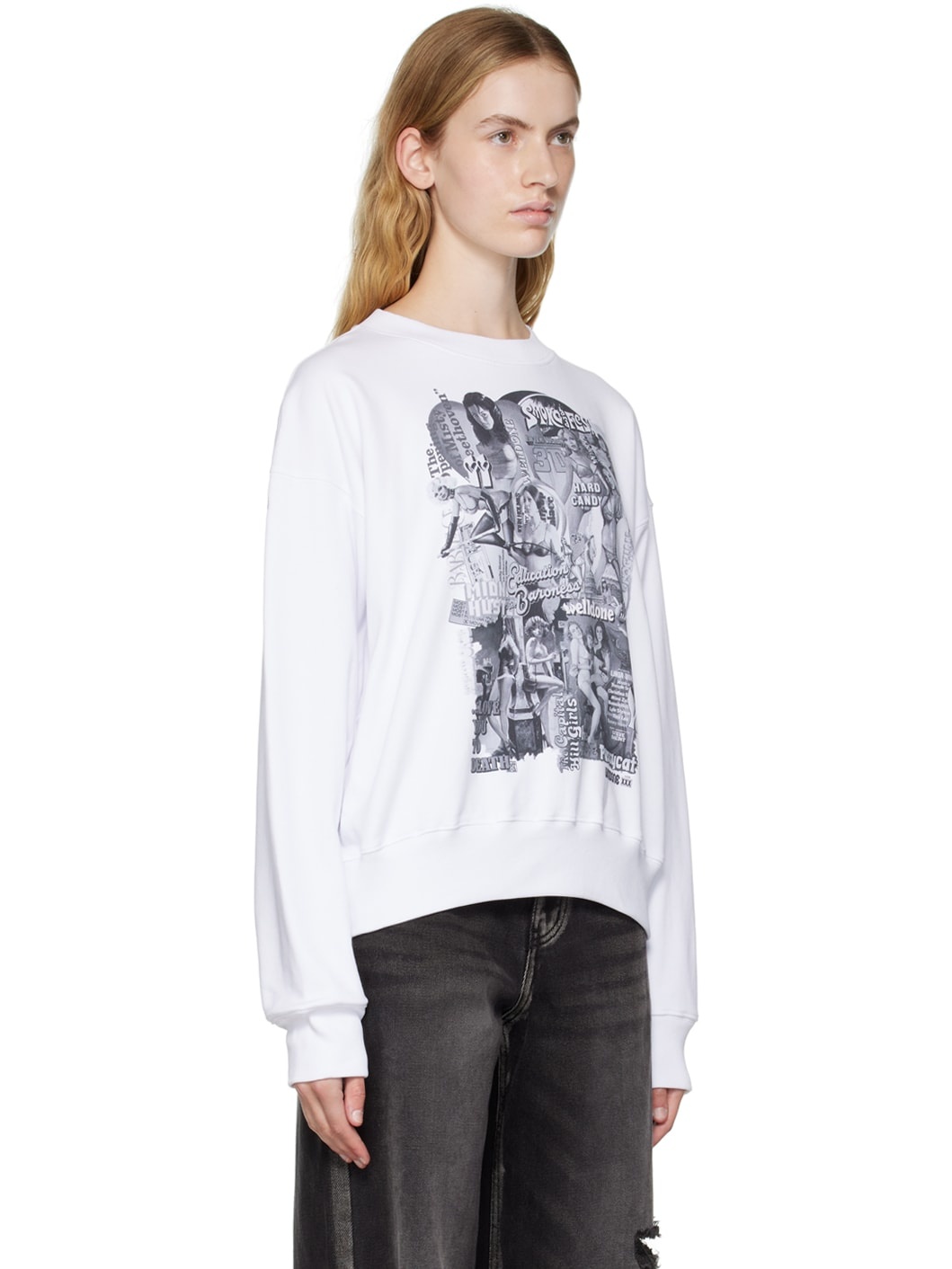 White Movie Collage Sweatshirt - 2