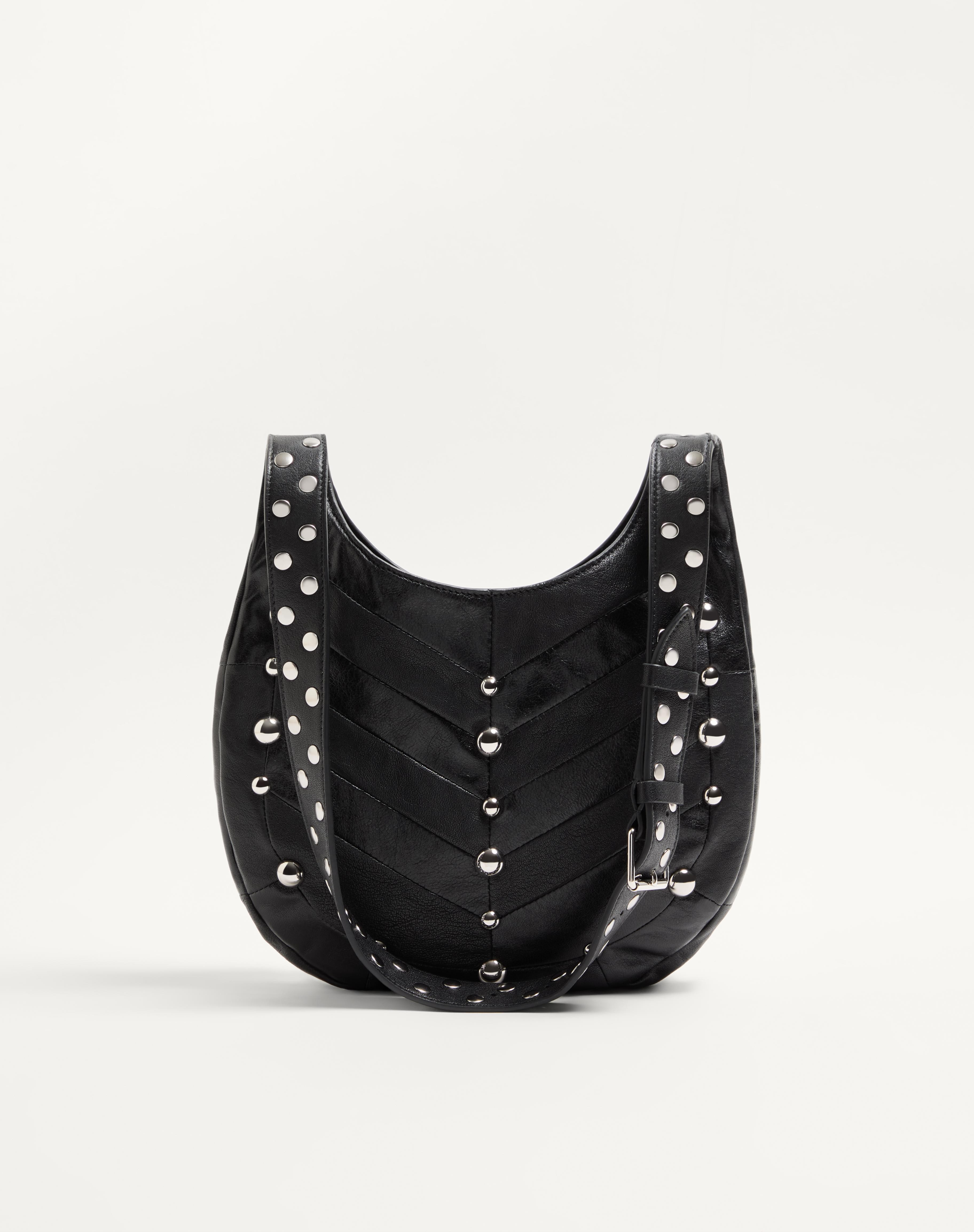 VALENTINO GARAVANI HOBOHO SMALL NAPPA LEATHER HOBO BAG WITH CHEVRON PATTERN AND STUDS - 5