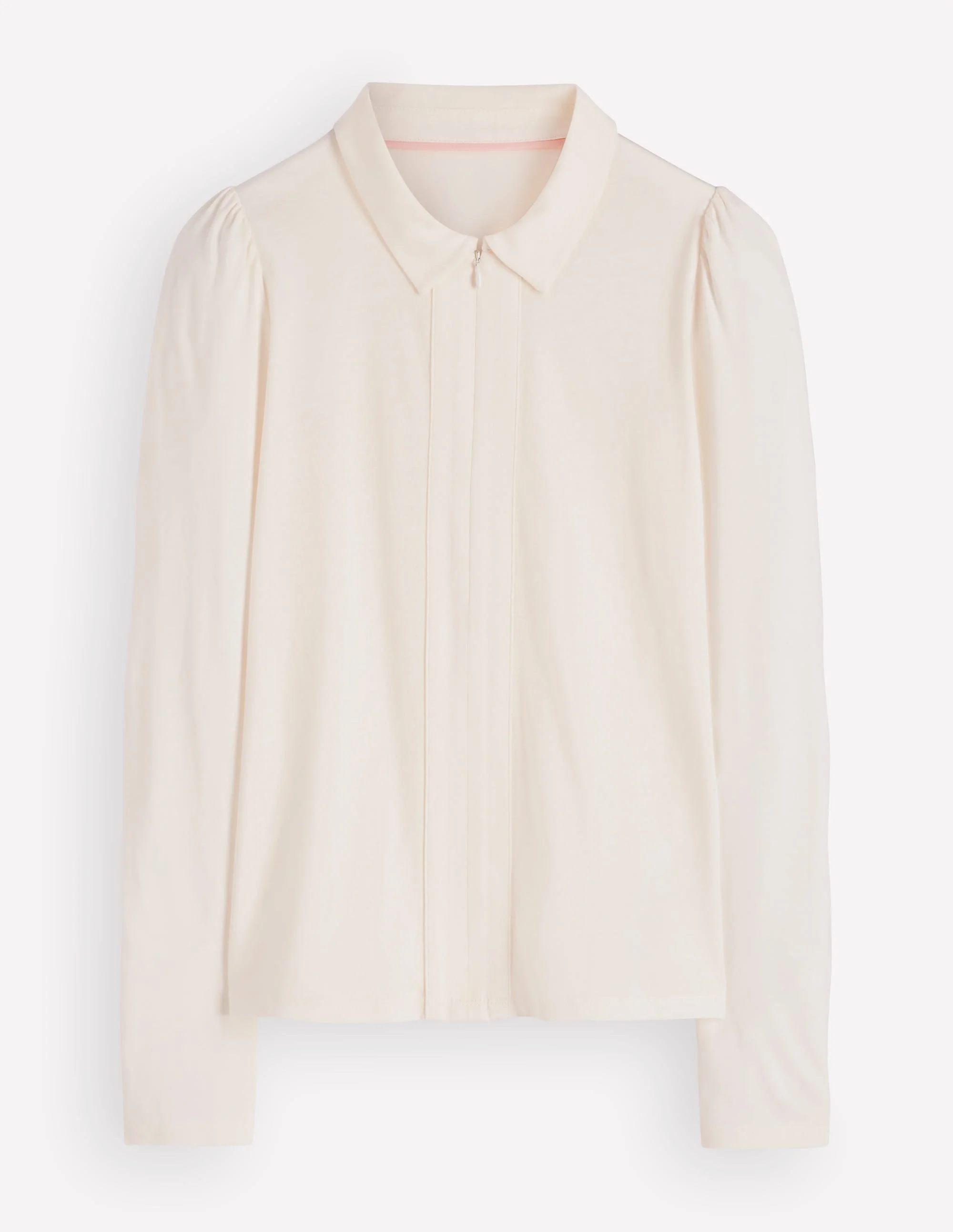 Zip Collar Supersoft Top-Ivory - 1