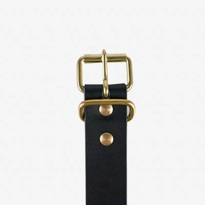 Iron Heart OGL-BELT-FULL-ROLL-BLK OGL Single Prong Brass Roller Buckle Leather Belt - Full Dyed Black outlook