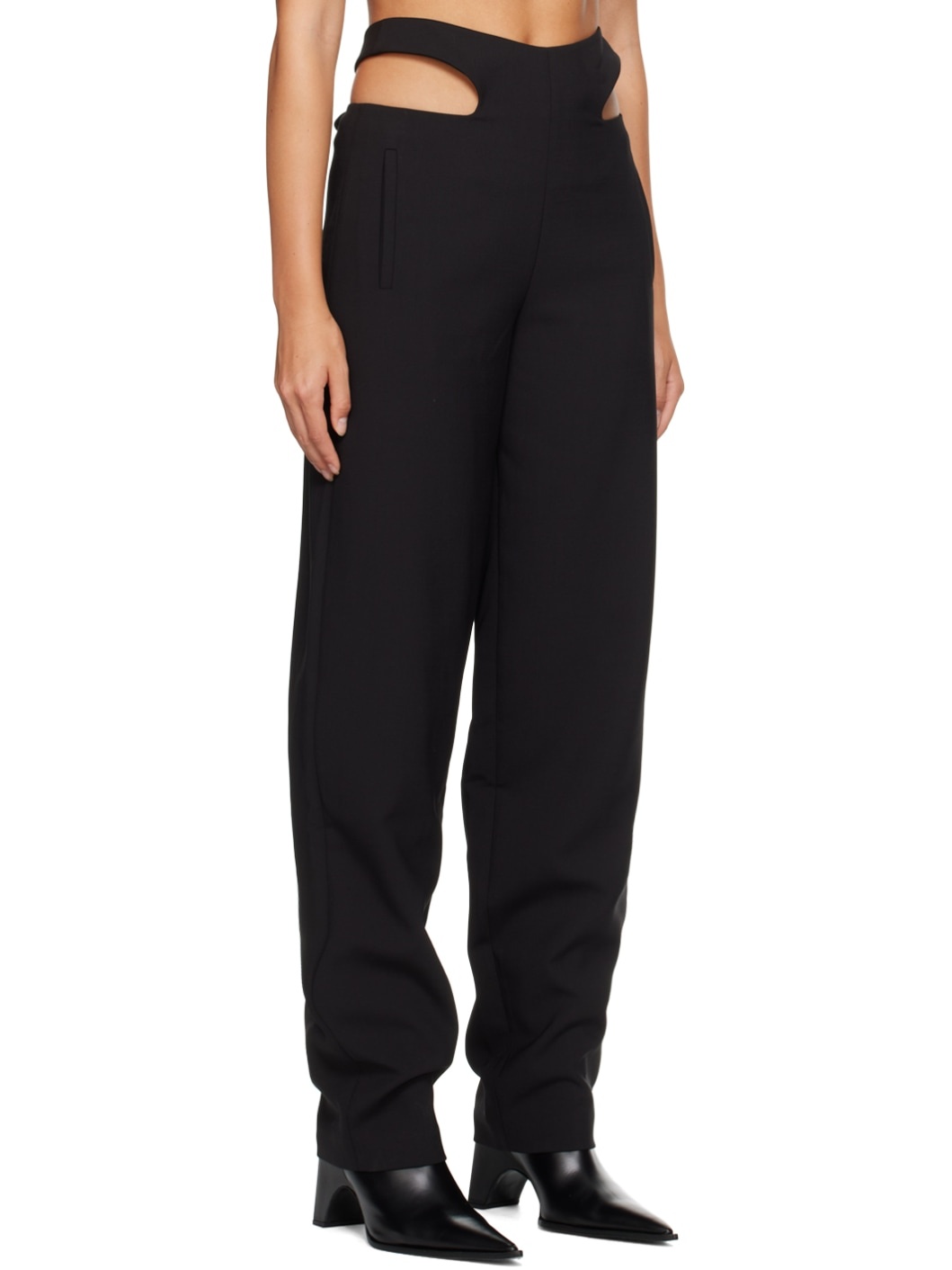 Black Y Front Trousers - 2