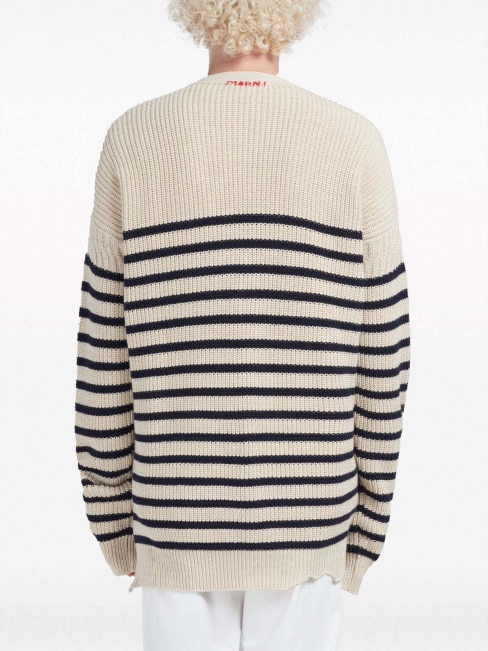 striped V-neck cardigan - 4
