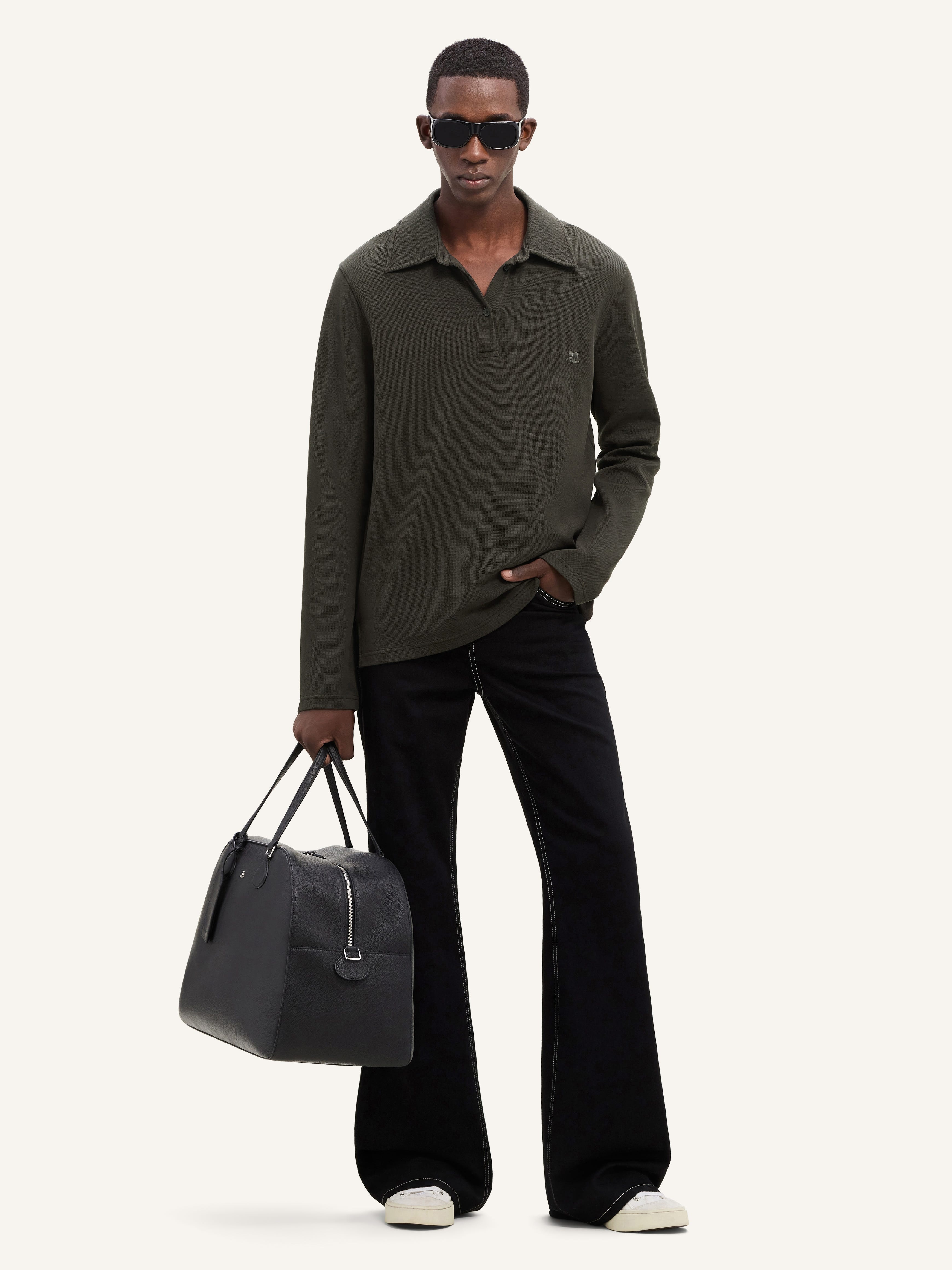 HAMMER TOPSTITCHED DENIM BAGGY PANTS - 2