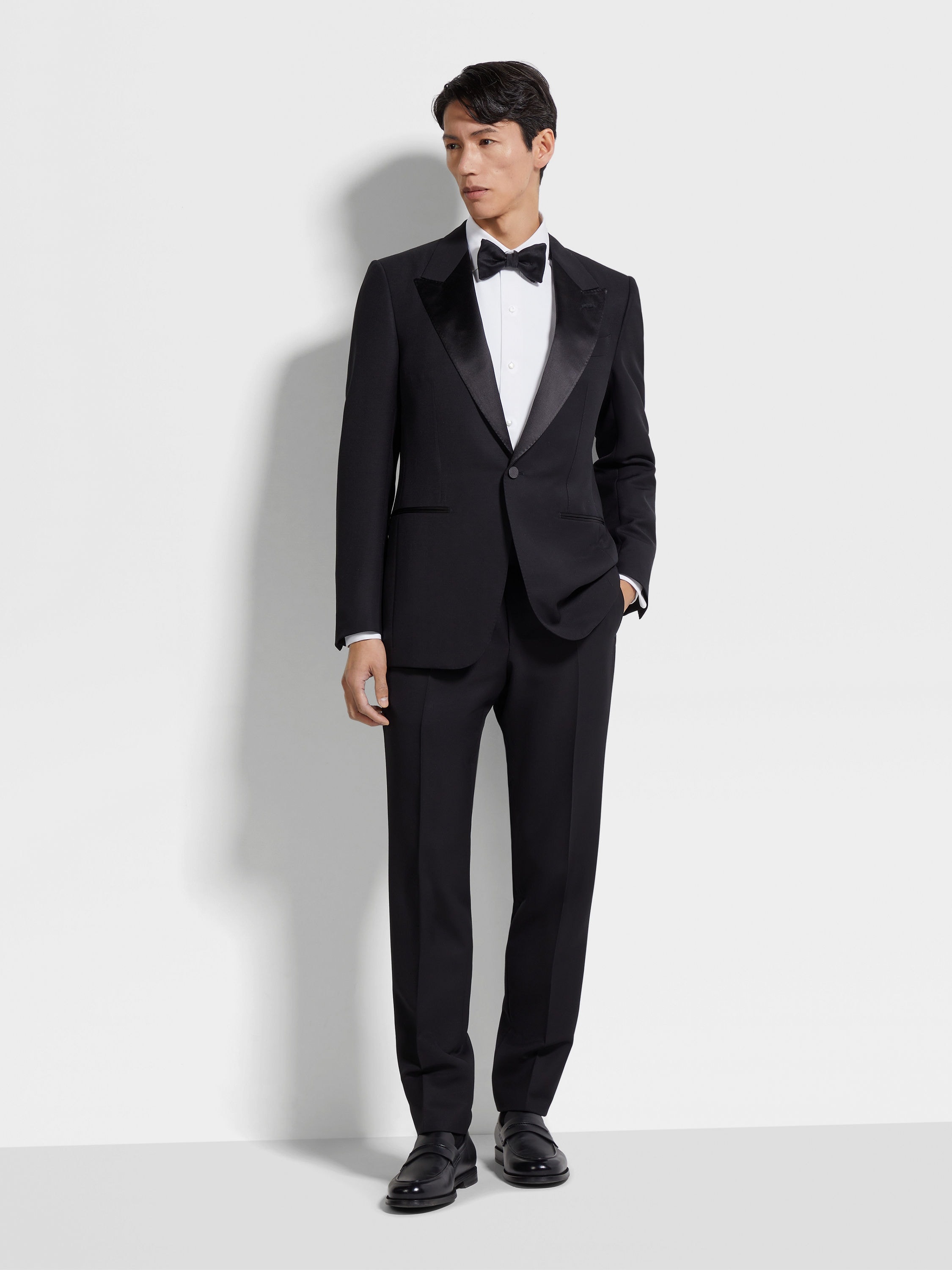 OPTICAL WHITE COTTON TUXEDO SHIRT - 2