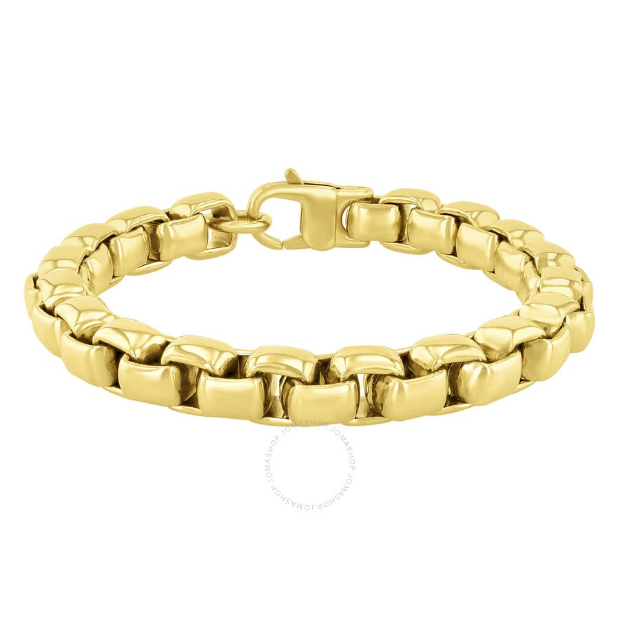 Robert Alton - Robert Alton Stainless Steel Rounded Box Link Yellow Finish Bracelet - 1