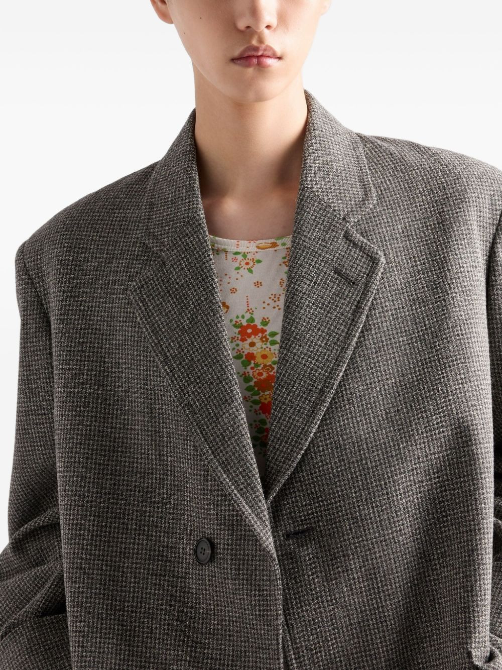 houndstooth-check wool single-breasted coat - 5