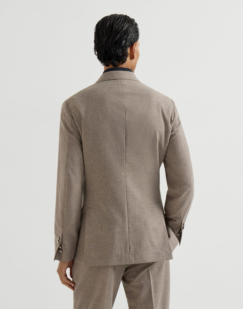 Virgin wool, cotton and silk mouliné one-and-a-half breasted deconstructed blazer with metal buttons 3