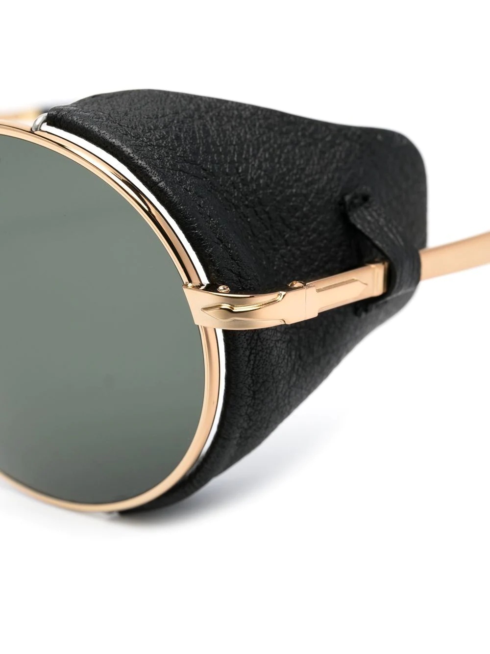 tinted leather-side rounded sunglasses - 3