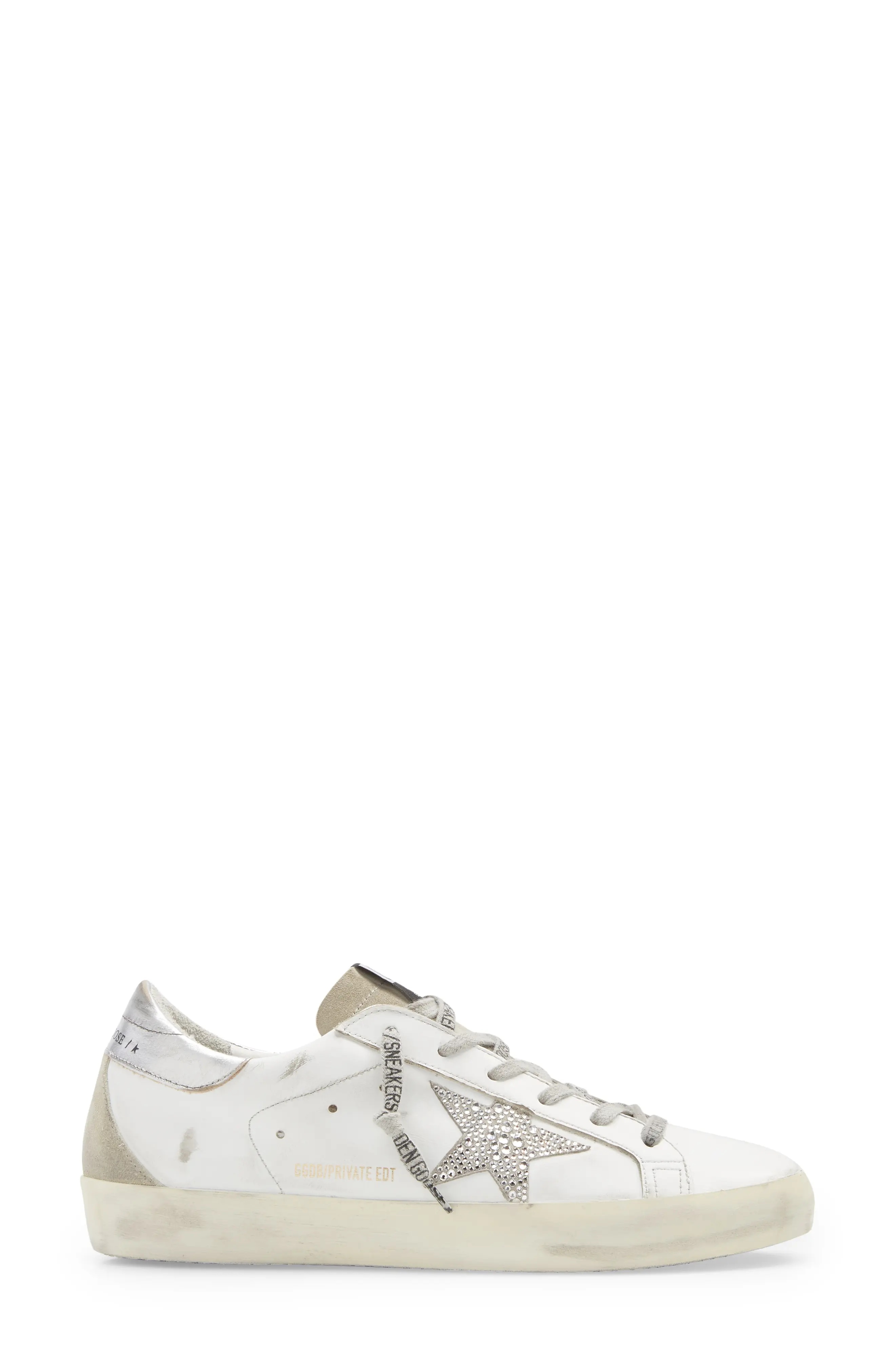 Super-Star Crystal Embellished Sneaker in White/Ice/Silver - 3