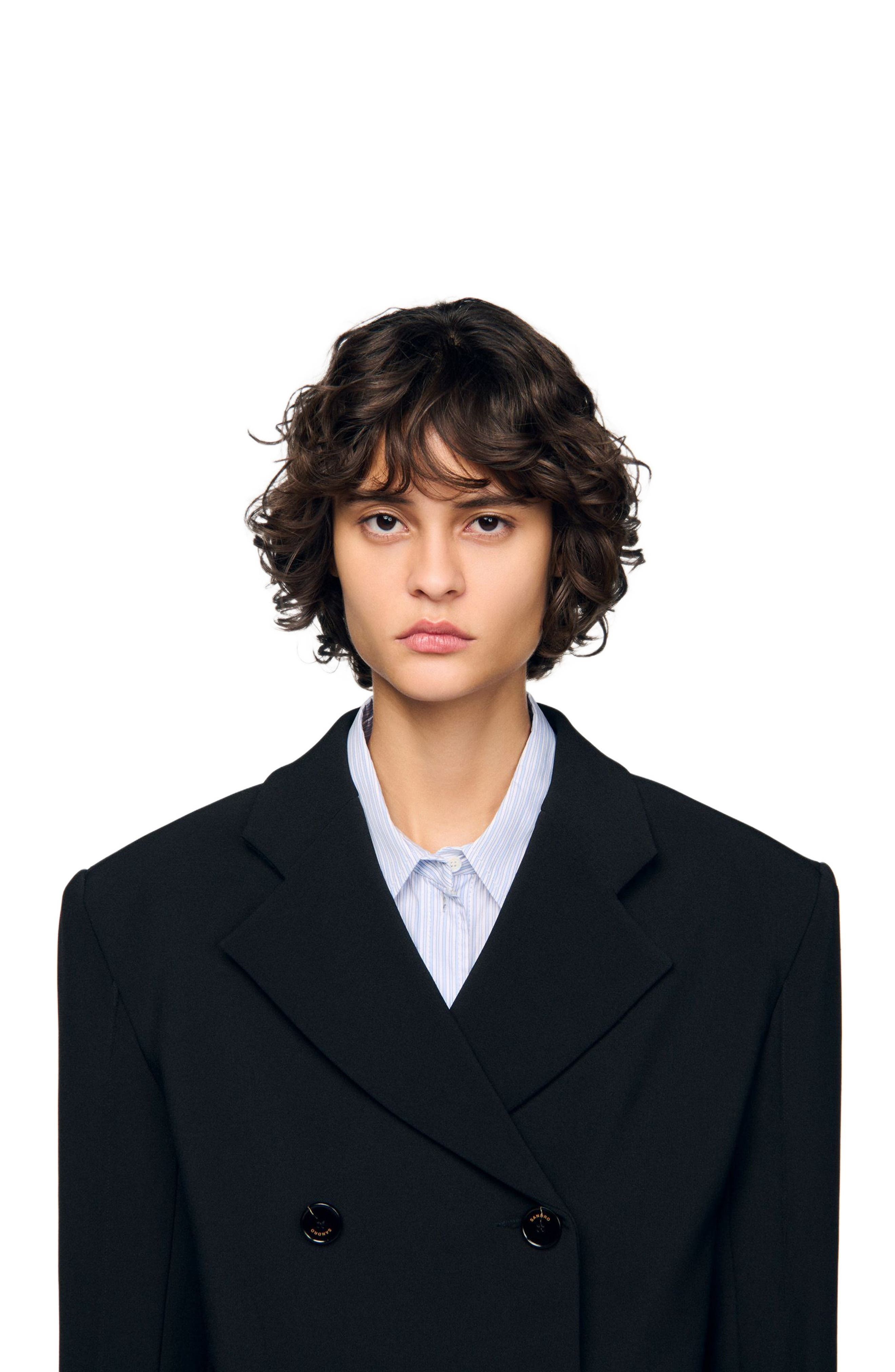 SANDRO Crossed tailored jacket in Black at Nordstrom - 4