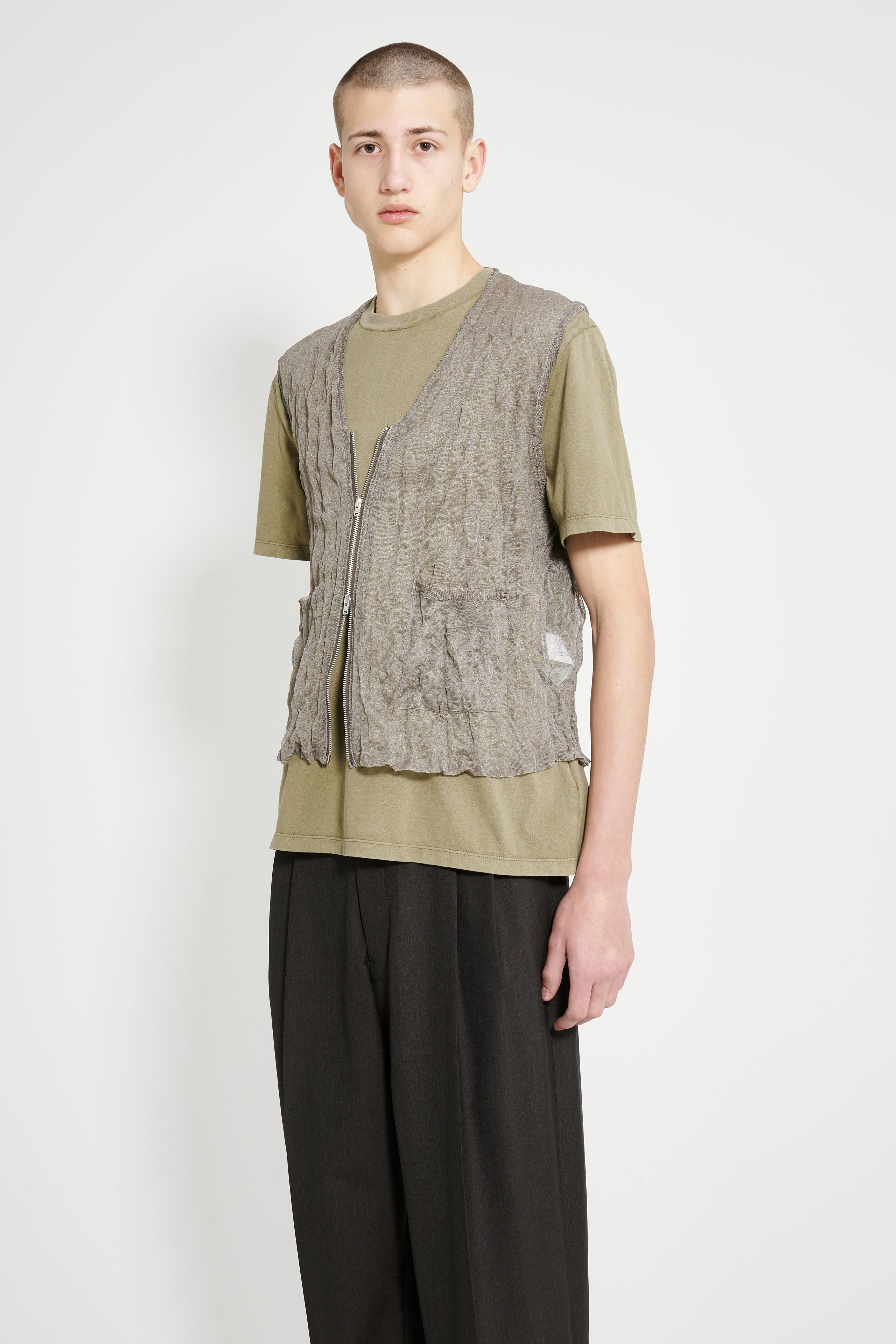 OUR LEGACY CRUSH VEST ASH SILK STEEL - 2