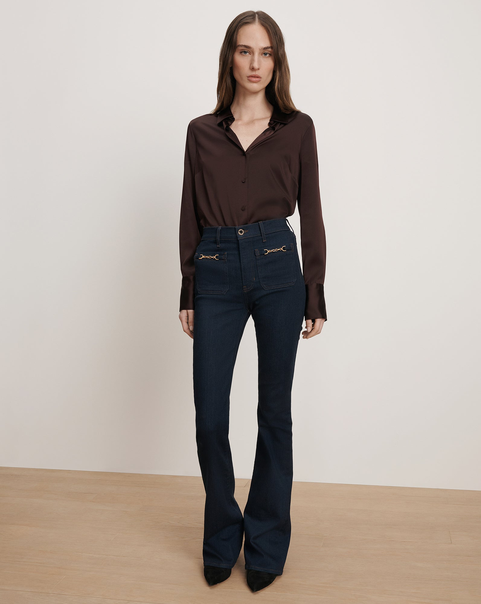 MONIQUE SILK BUTTON-DOWN SHIRT - 3