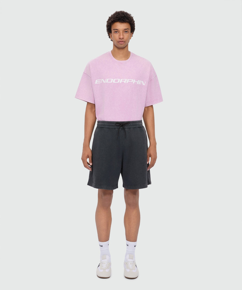 MSGM Anthracite grey cotton fleece Bermuda shorts with marbled wash outlook