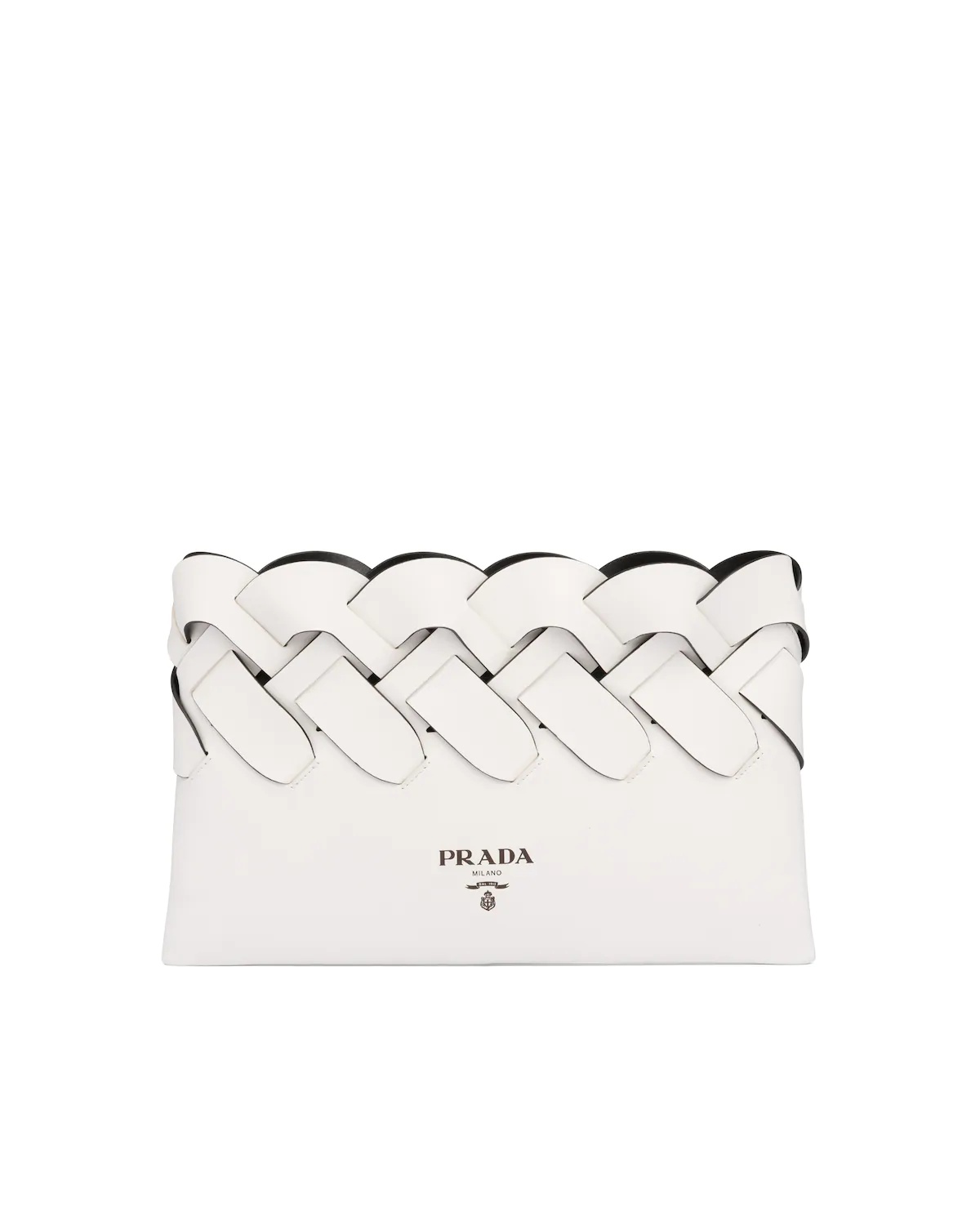 Prada Tress leather clutch with large woven motif - 1