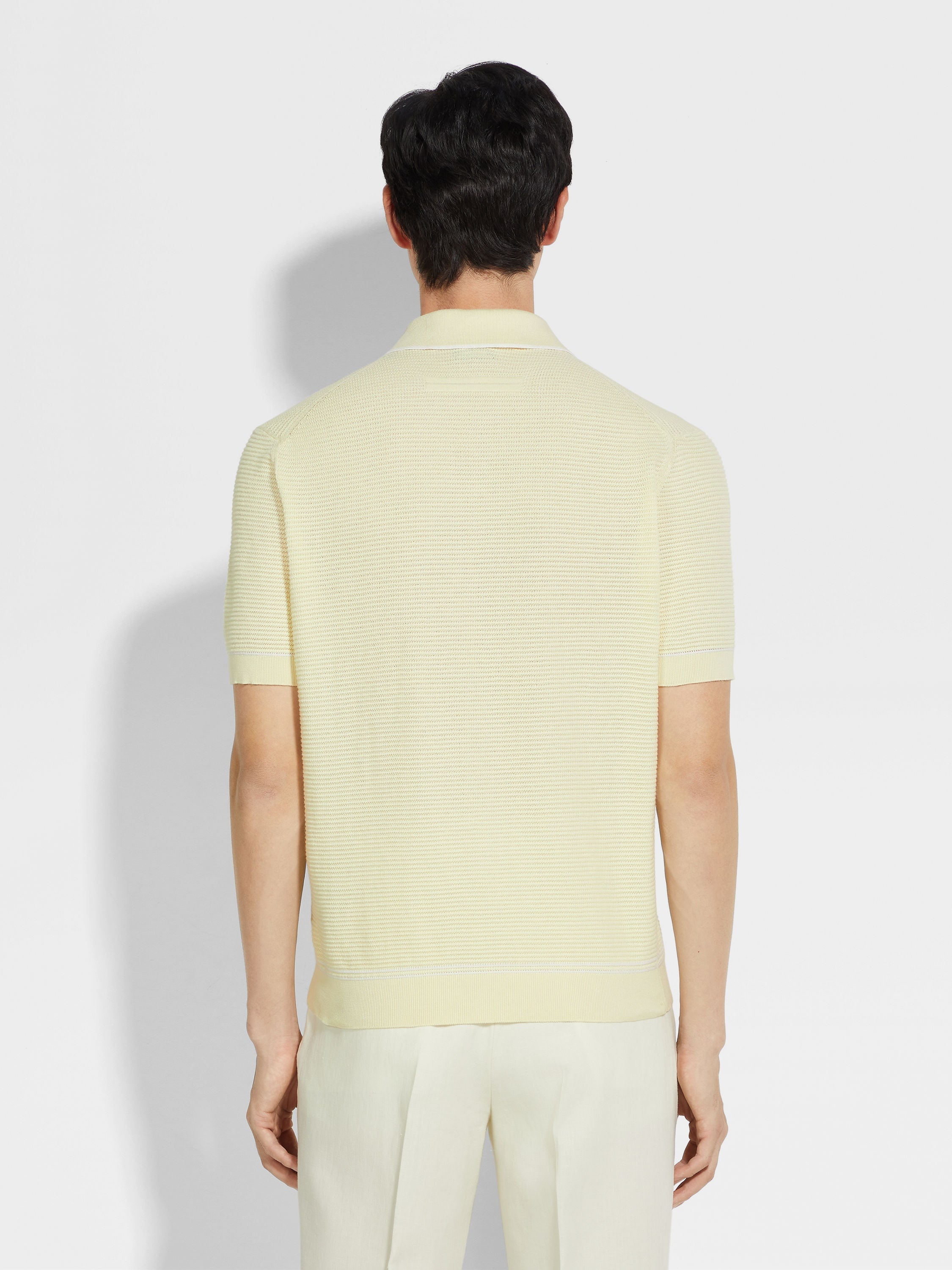 LIGHT YELLOW PREMIUM COTTON POLO SHIRT - 5