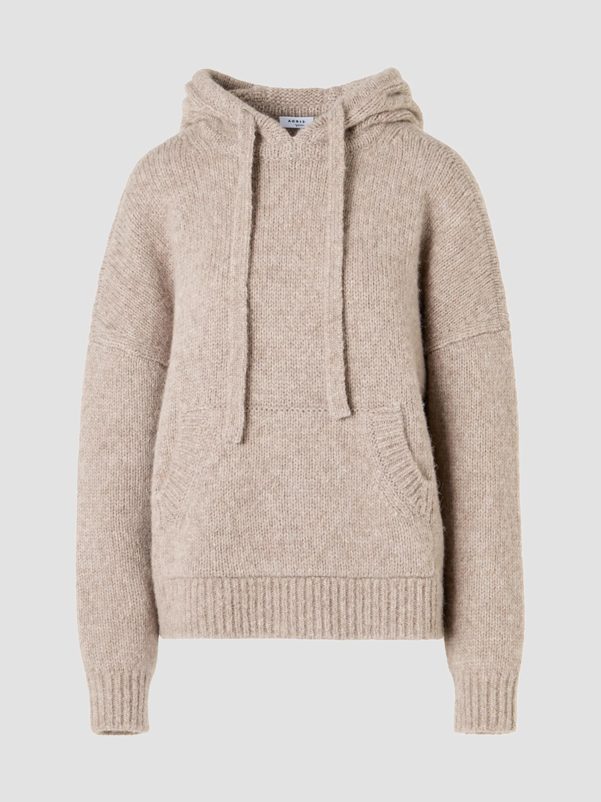 Women's Fluffy Alpaca-Wool Knit Hoodie - Oat - 1