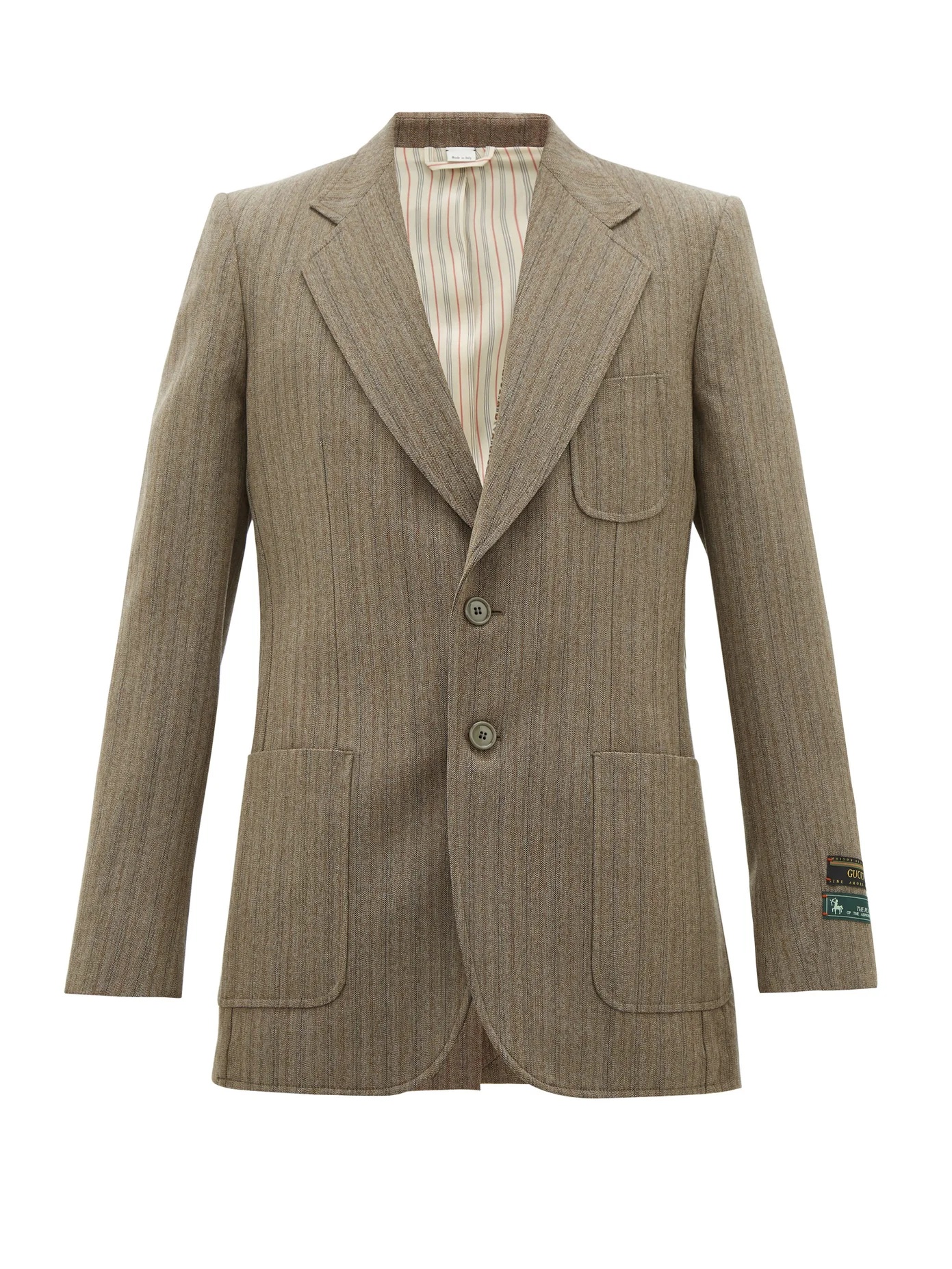 Single-breasted herringbone wool-blend blazer - 1