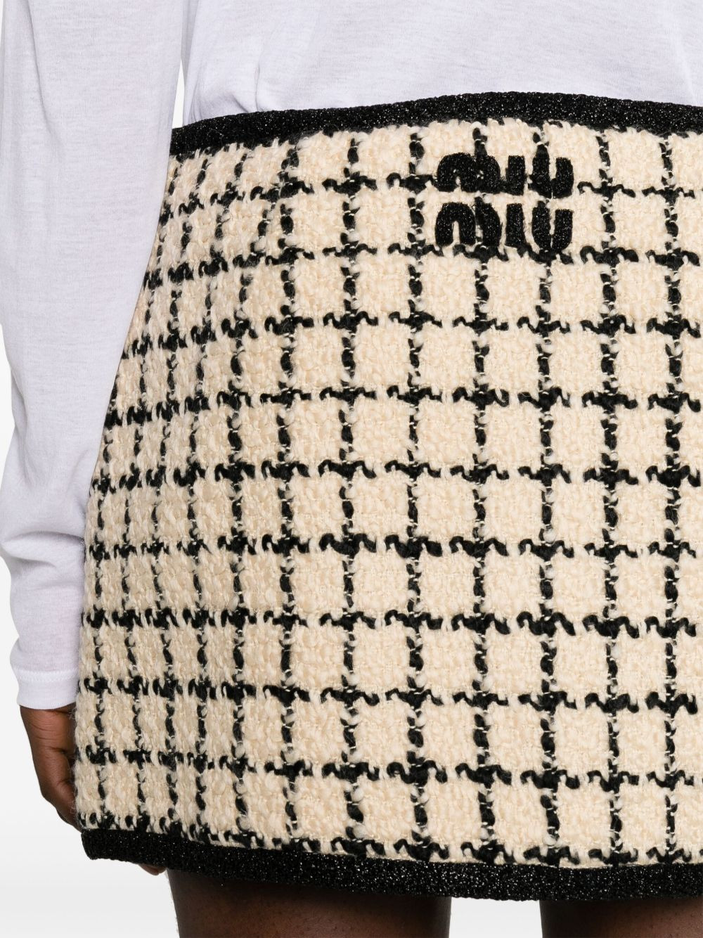 check-pattern tweed miniskirt - 5