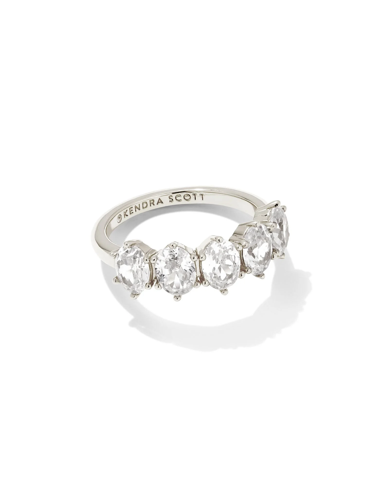 Cailin Silver Crystal April Band Ring - 1