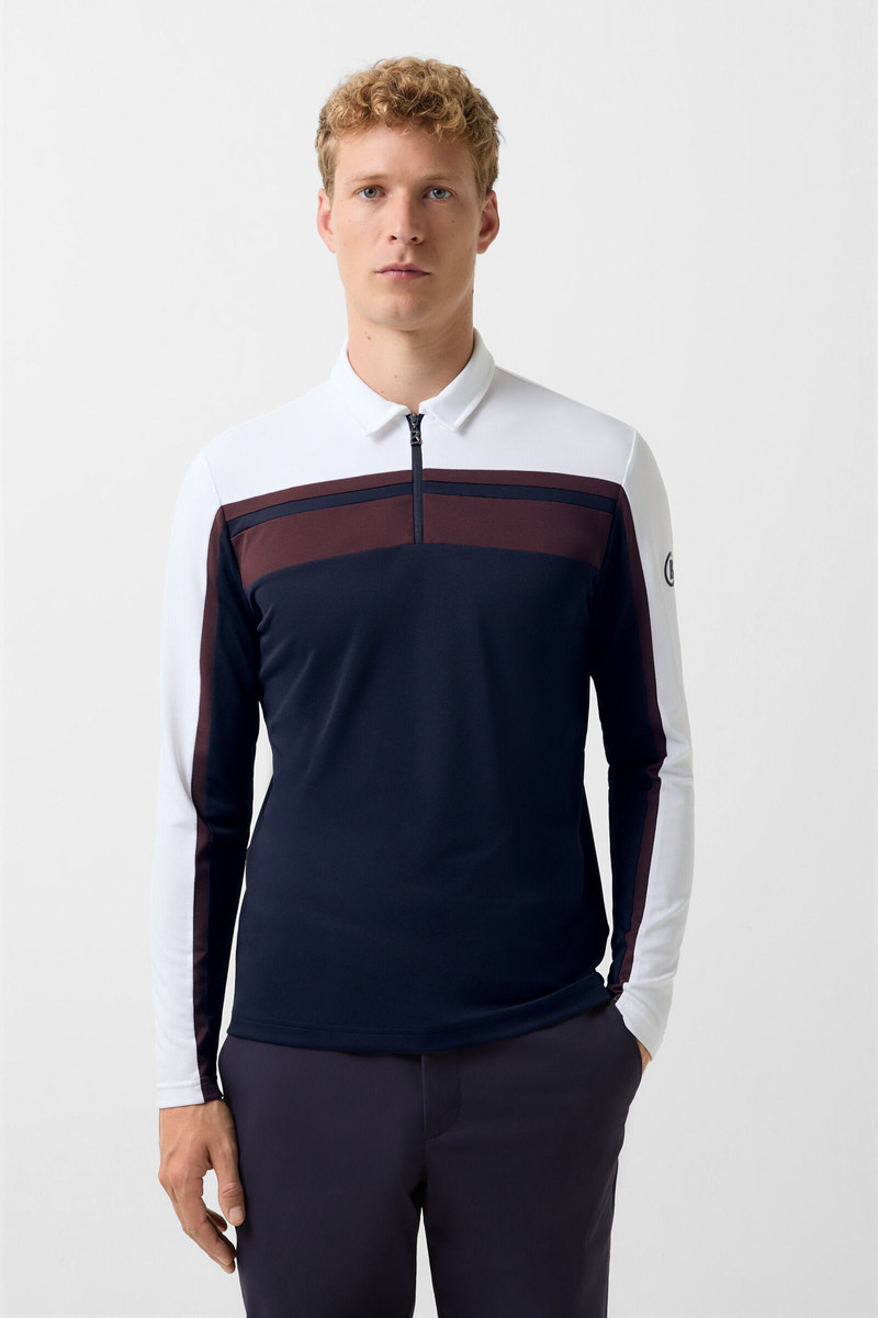 Gernot polo long-sleeved top in Navy blue/white 2