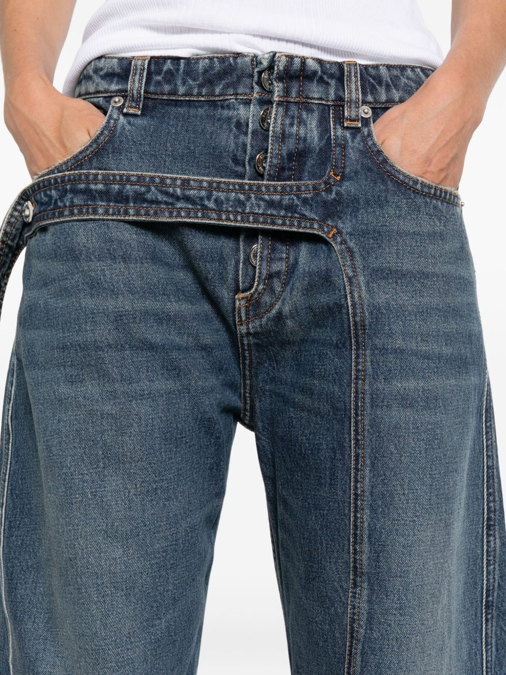 panelled belted jeans - 5