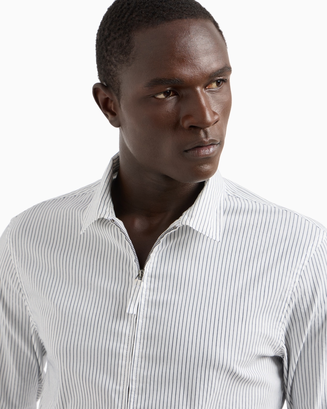 SLIM-FIT STRIPED COTTON BLEND SHIRT WITH ZIP - 5