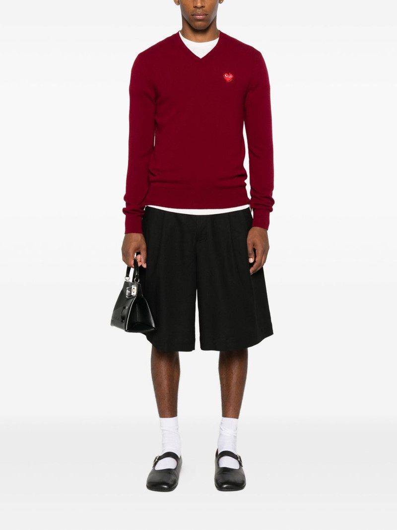 Comme des Garçons PLAY heart-emblem V-neck sweater outlook