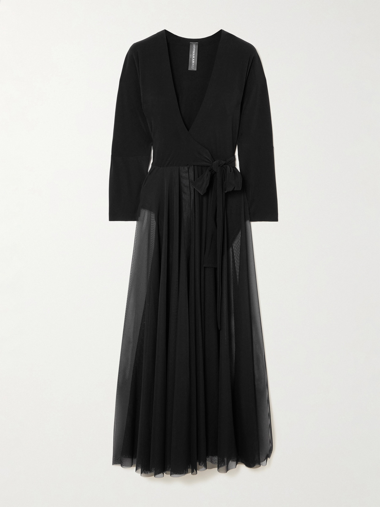 Pleated Mesh-trimmed Stretch-jersey Midi Dress - 1