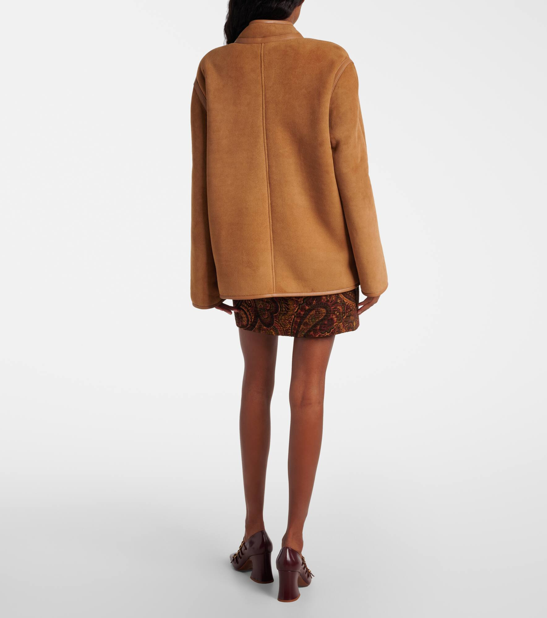 Curly shearling-lined suede jacket - 3